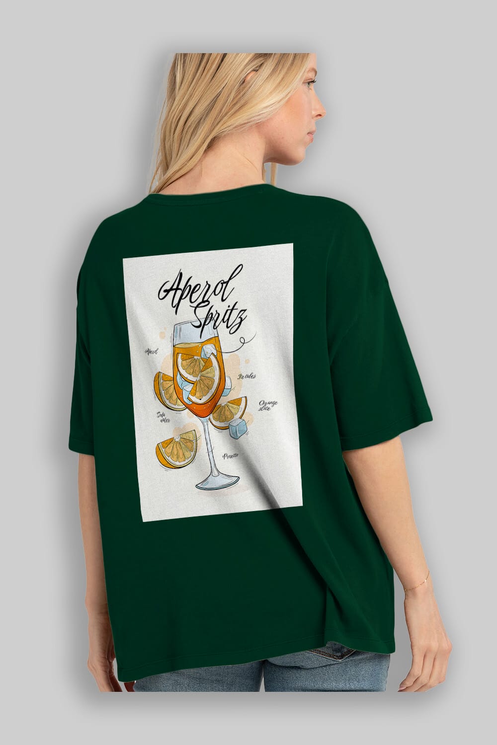Aperol Spritz 6 Arka Baskılı Oversize t-shirt Erkek Kadın Unisex %100 Pamuk Bisiklet Yaka tişort
