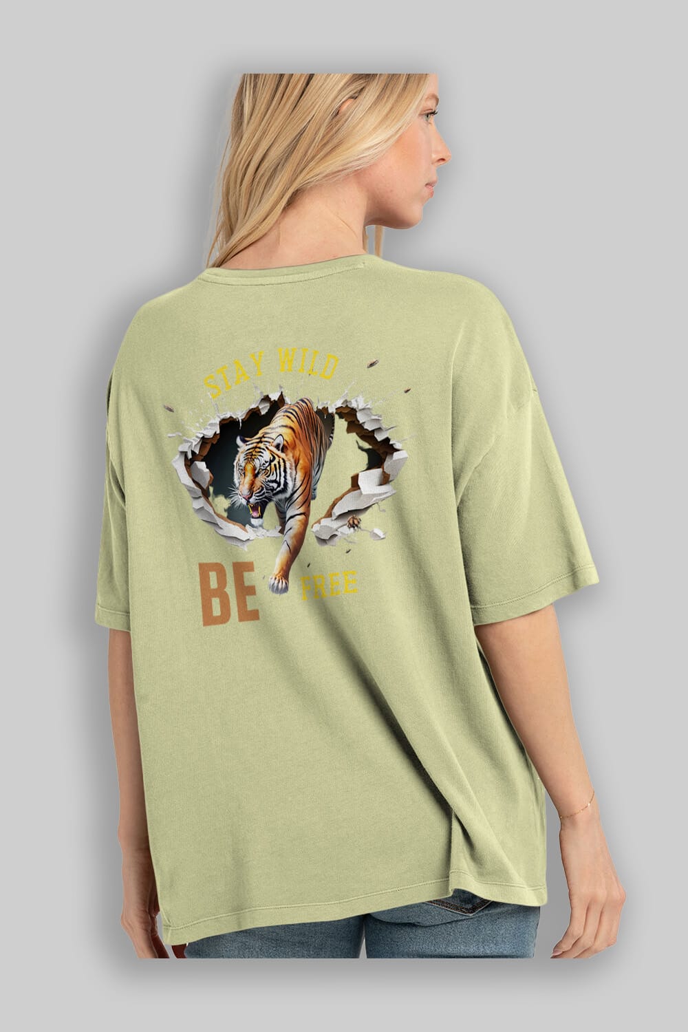 Stay Wild Be Free Yazılı Arka Baskılı Oversize t-shirt Erkek Kadın Unisex
