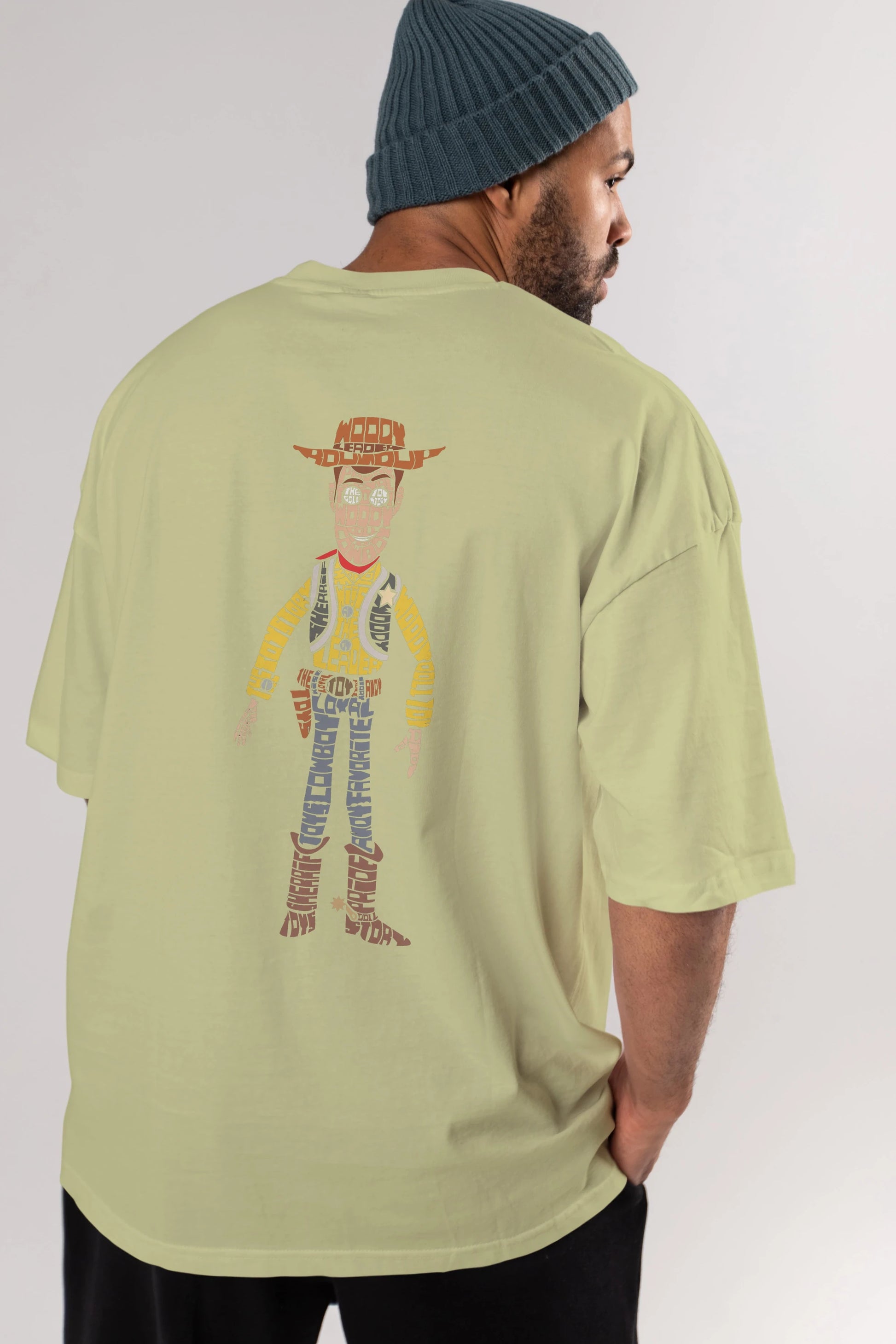 Woody Arka Baskılı Oversize t-shirt %100 pamuk Erkek Kadın Unisex