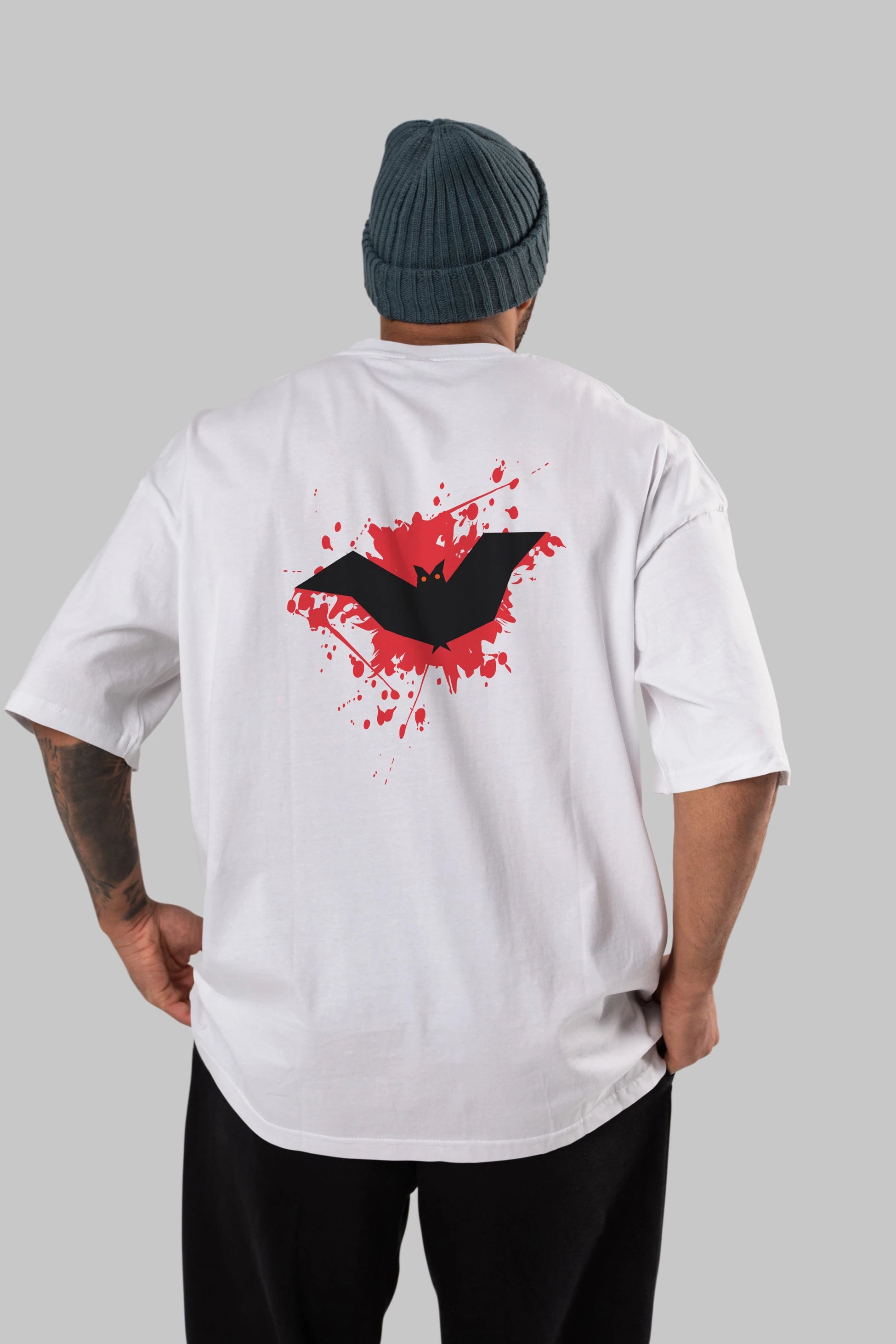 Halloween Arka Baskılı Oversize t-shirt Erkek Kadın Unisex