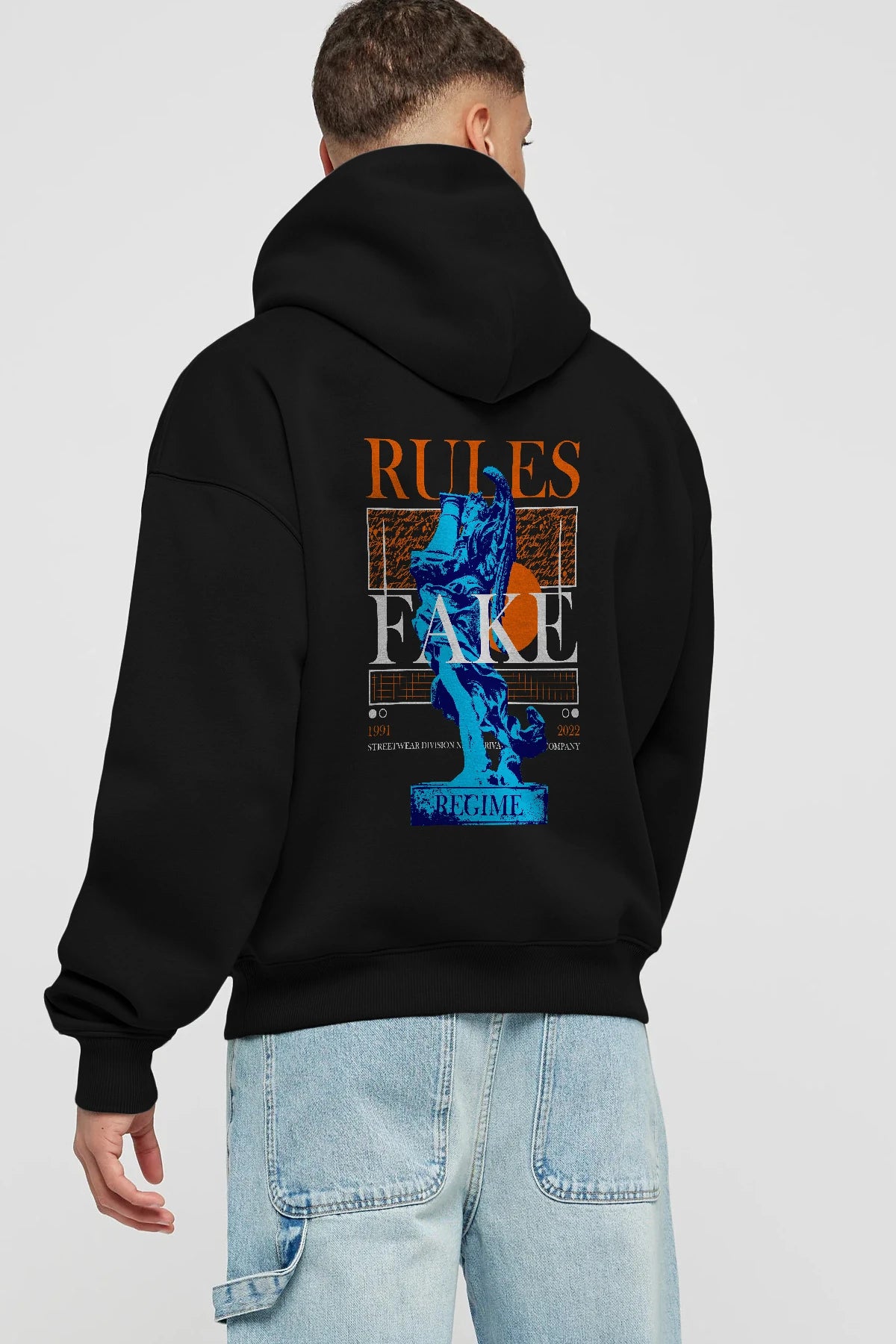 Rules Fake Arka Baskılı Hoodie Oversize Kapüşonlu Sweatshirt Erkek Kadın Unisex