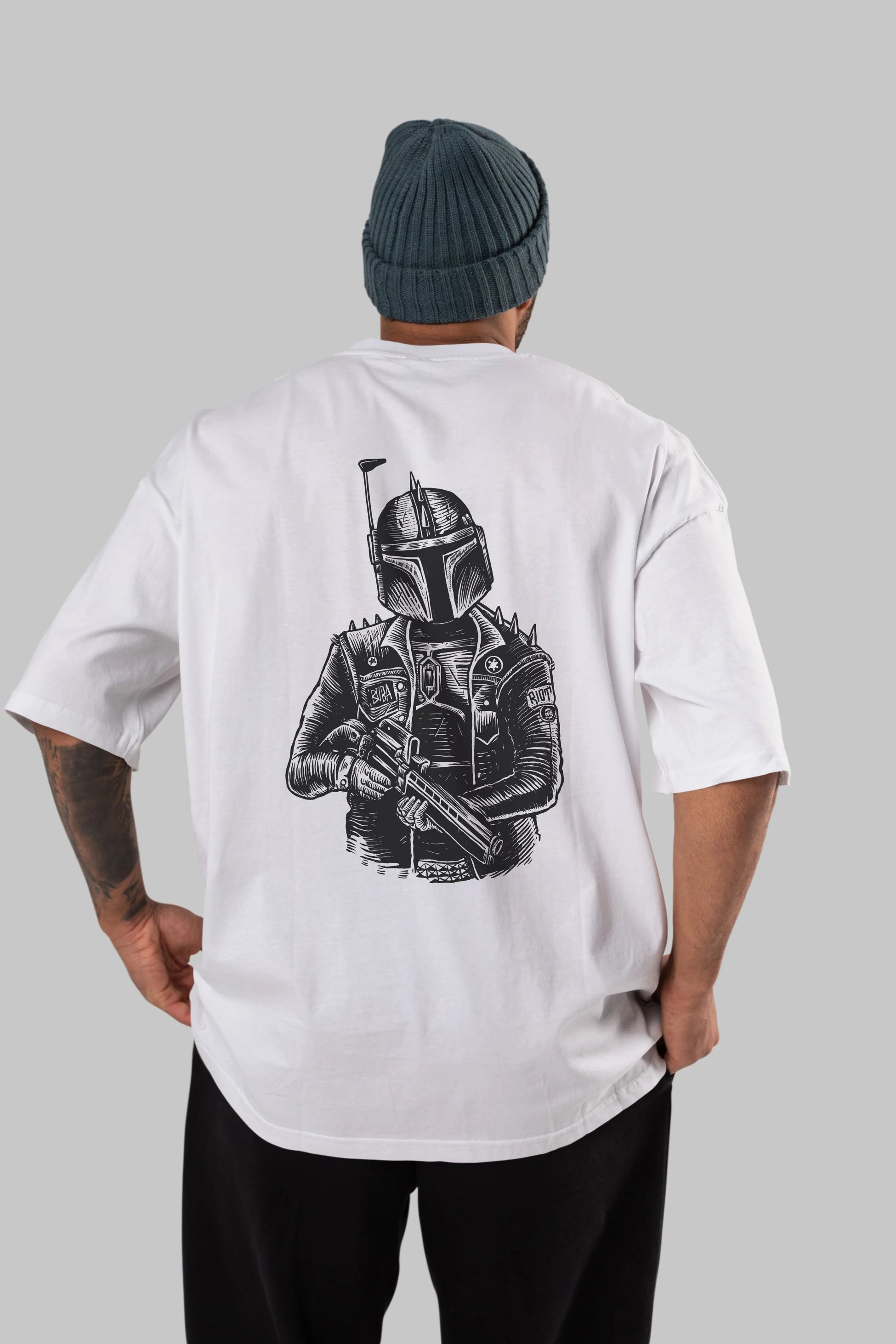 Boba Punk Arka Baskılı Oversize t-shirt Erkek Kadın Unisex %100 Pamuk