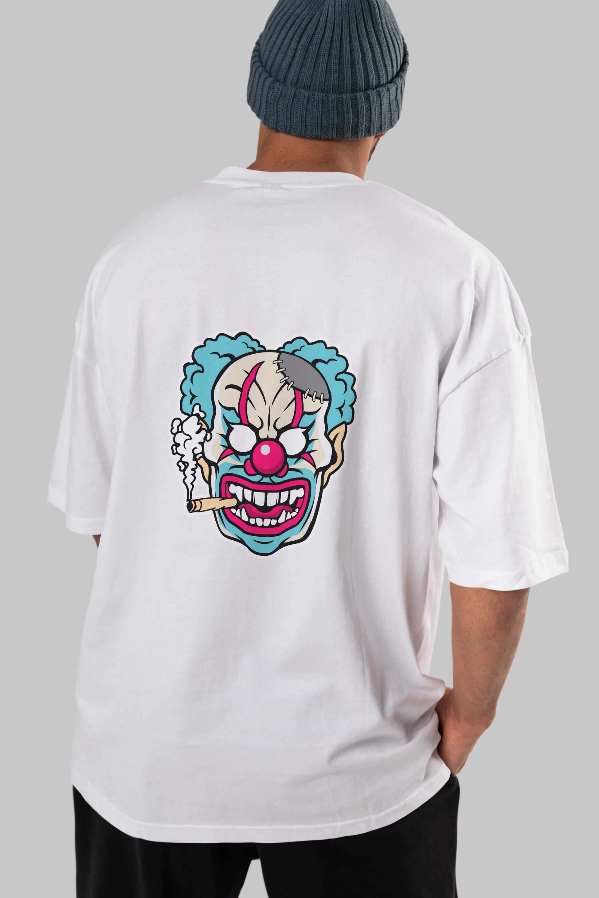 Clown Beast Arka Baskılı Oversize t-shirt Erkek Kadın Unisex %100 Pamuk tişort