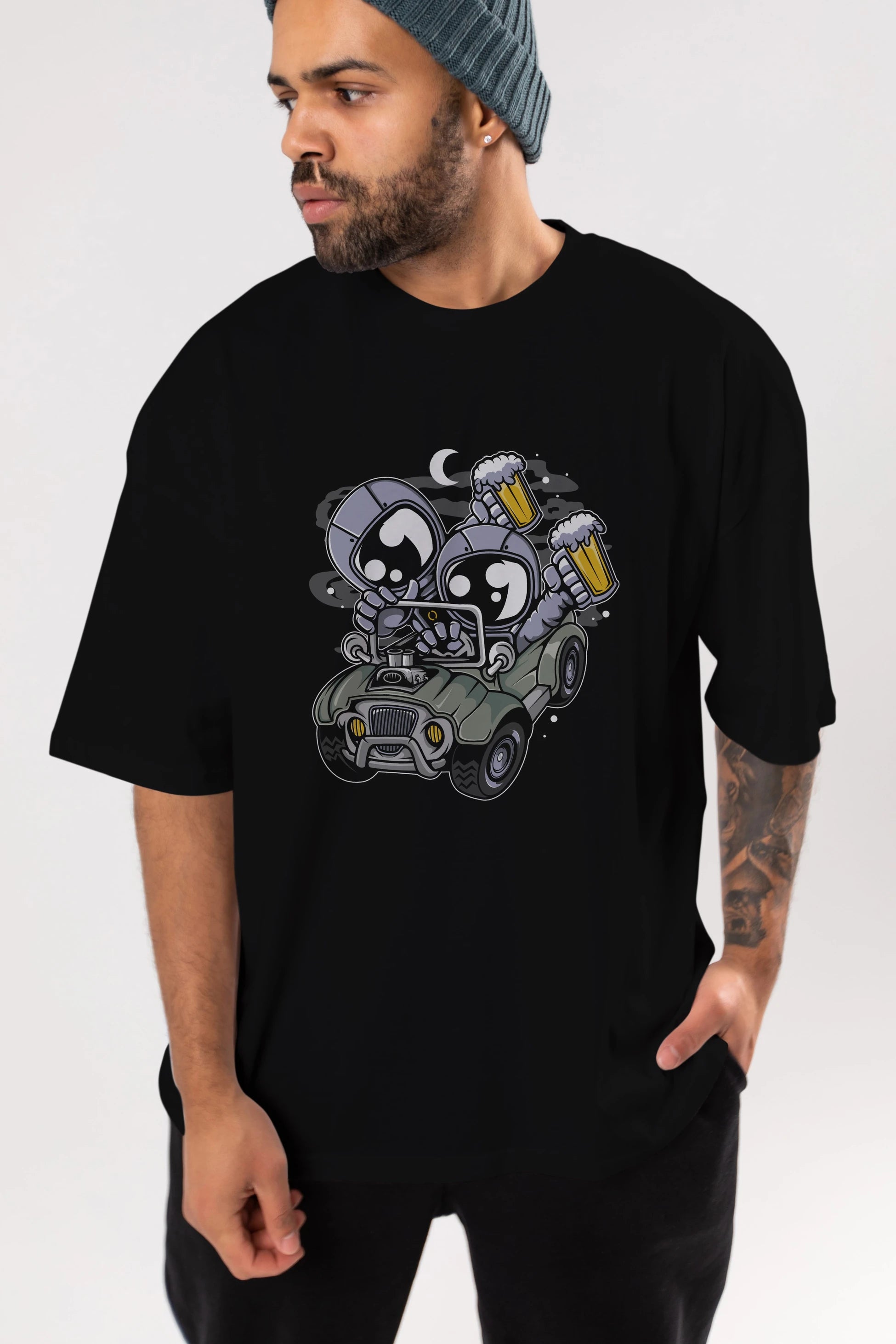 Astronaut Offroad Ön Baskılı Oversize t-shirt Erkek Kadın Unisex