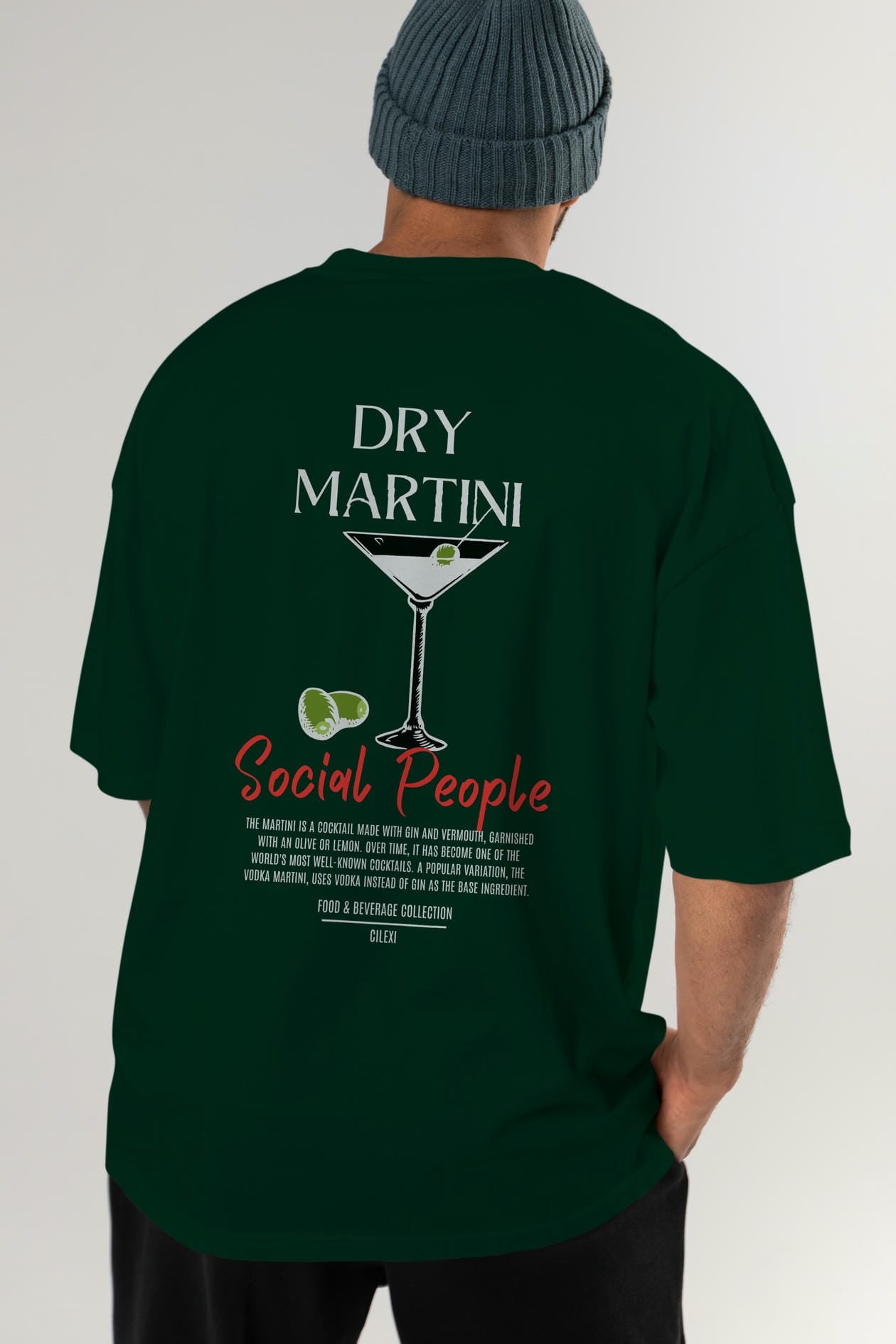Dry Martını Kokteyl Serisi Baskılı Oversize t-shirt Erkek Kadın Unisex %100 Pamuk Bisiklet Yaka tişort