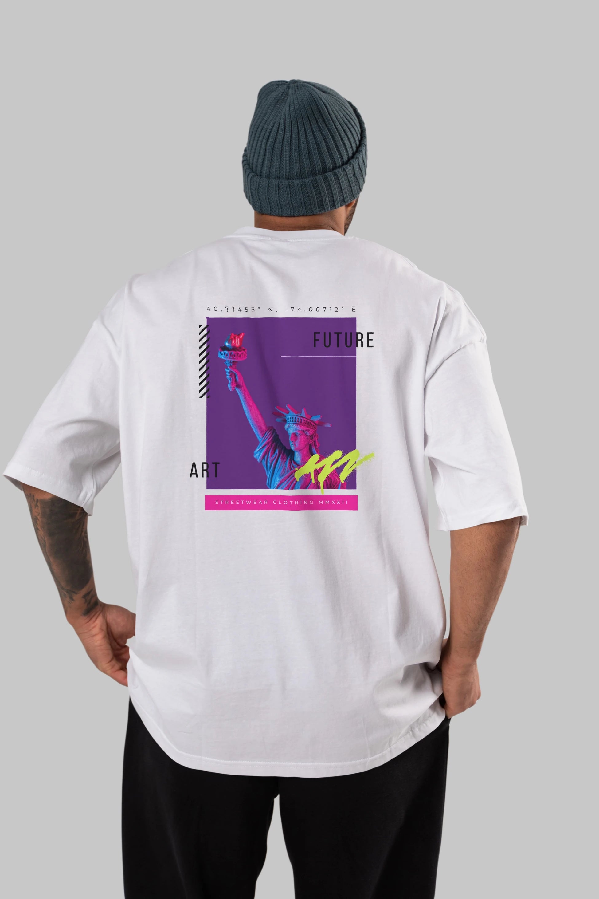 Future Art Arka Baskılı Oversize t-shirt Erkek Kadın Unisex