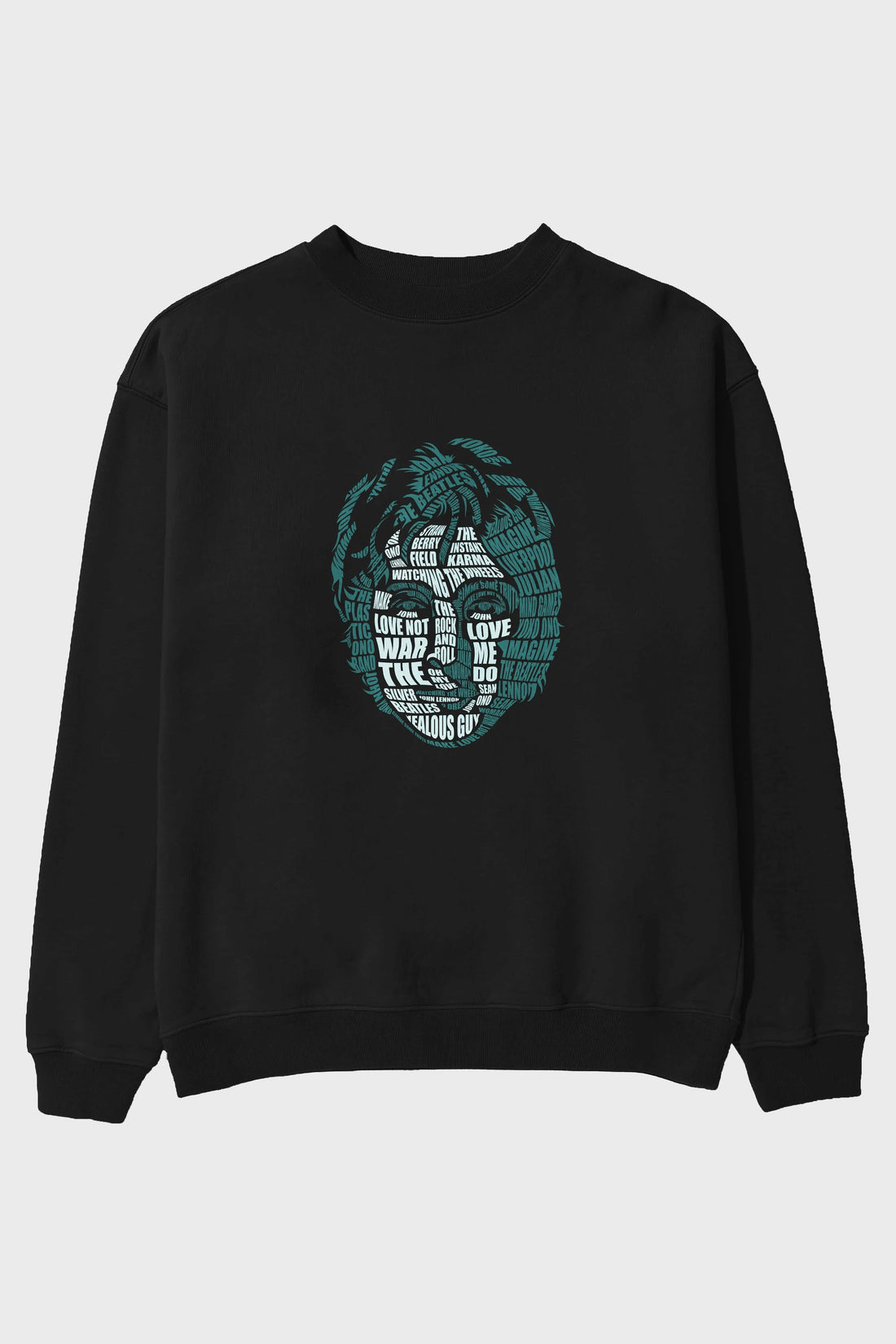 John Lennon Calligram Ön Baskılı Oversize Sweatshirt Erkek Kadın Unisex