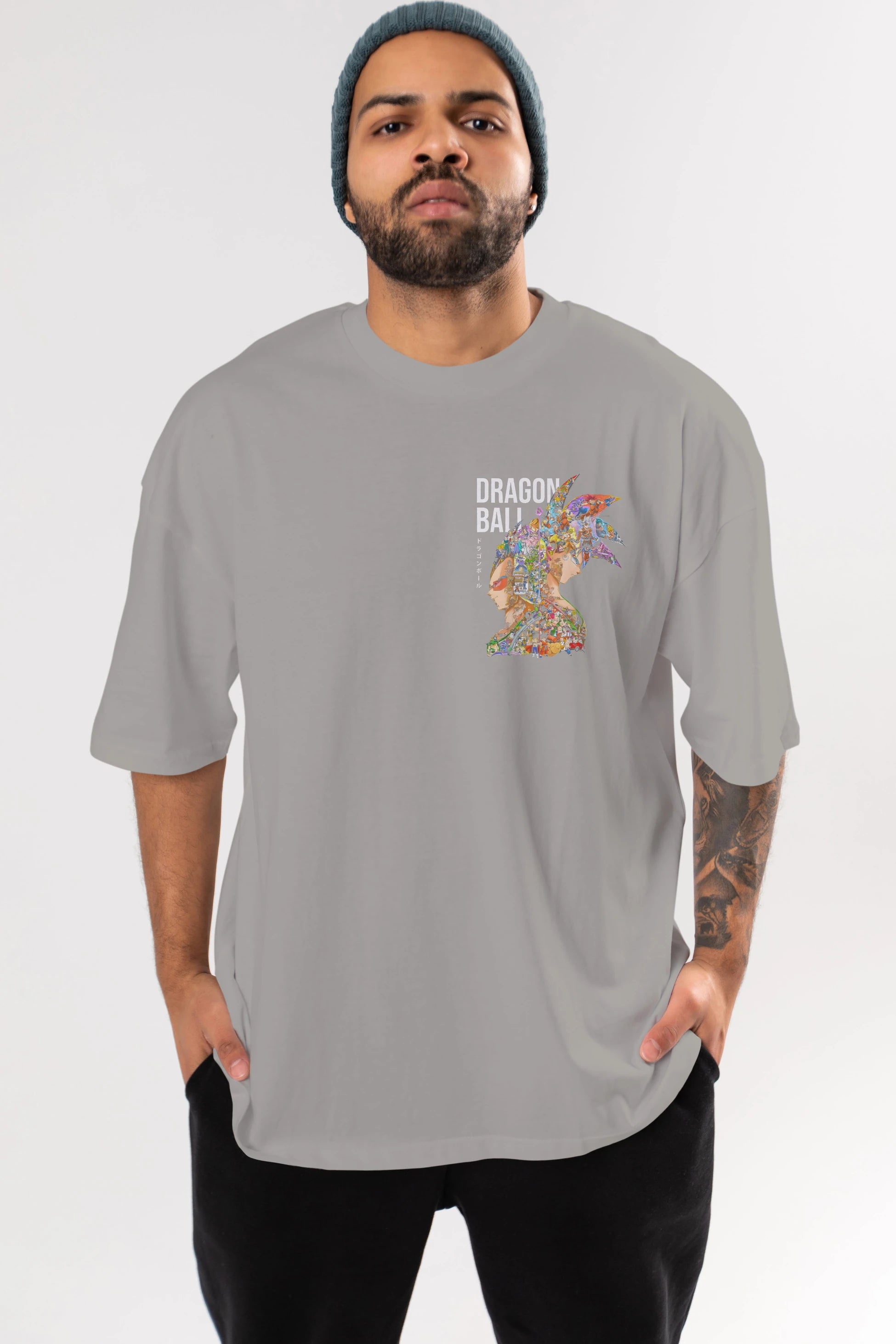 DRAGON BALL ART (5) Ön Sol Baskılı Oversize t-shirt Erkek Kadın Unisex %100 Pamuk Bisiklet Yaka tişort
