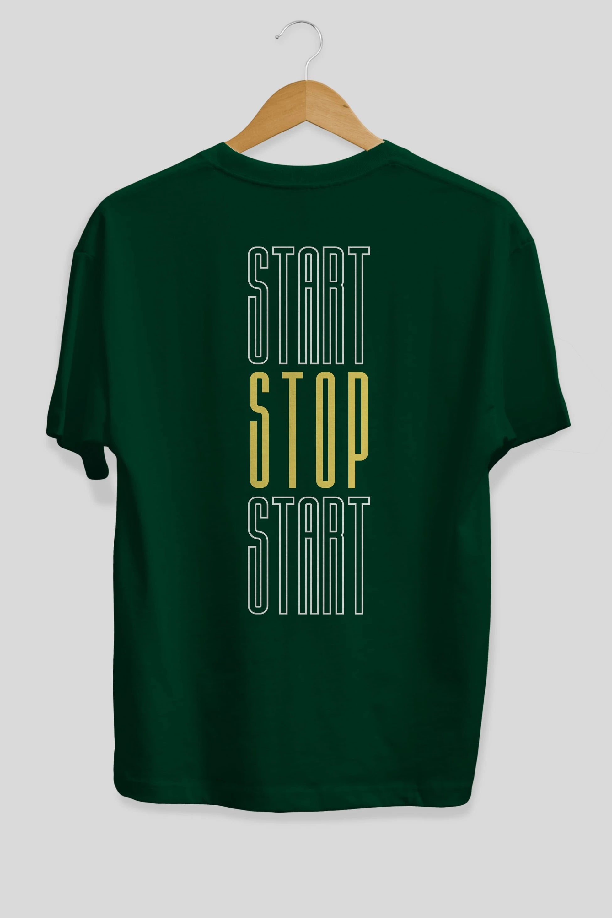 Start Stop Start Yazılı Arka Baskılı Oversize t-shirt Erkek Kadın Unisex