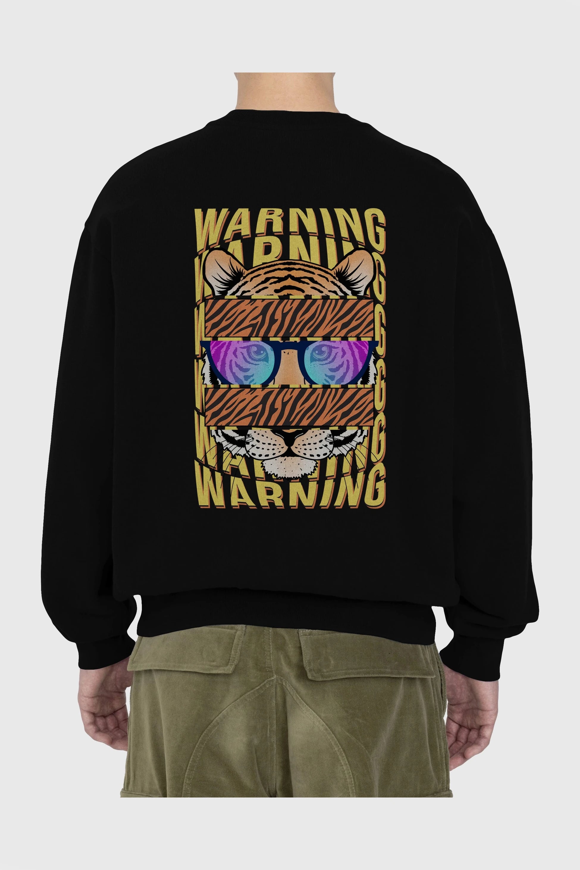 Warning Yazılı Arka Baskılı Oversize Sweatshirt Erkek Kadın Unisex