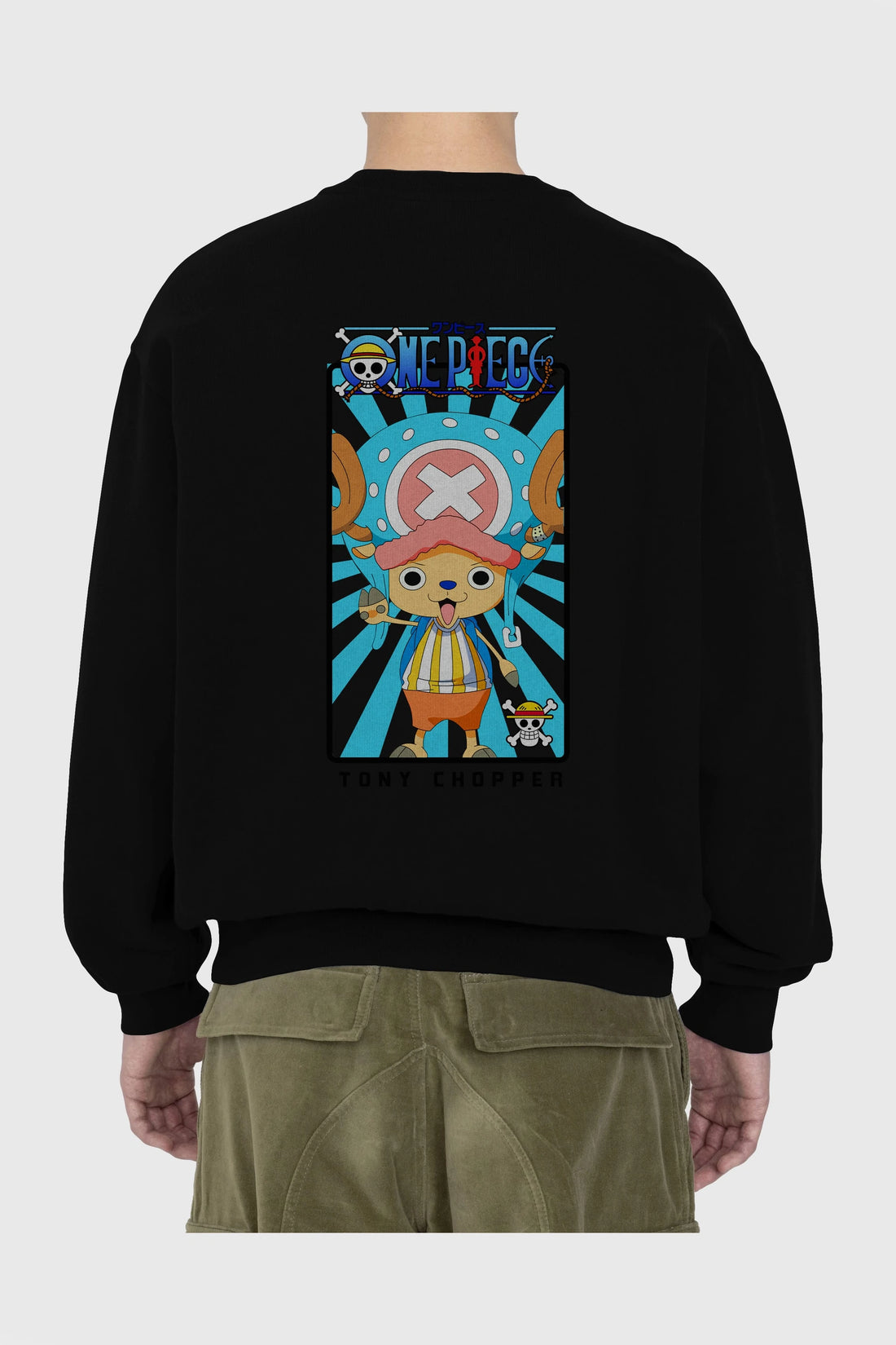 Chopper Arka Baskılı Anime Oversize Sweatshirt Erkek Kadın Unisex