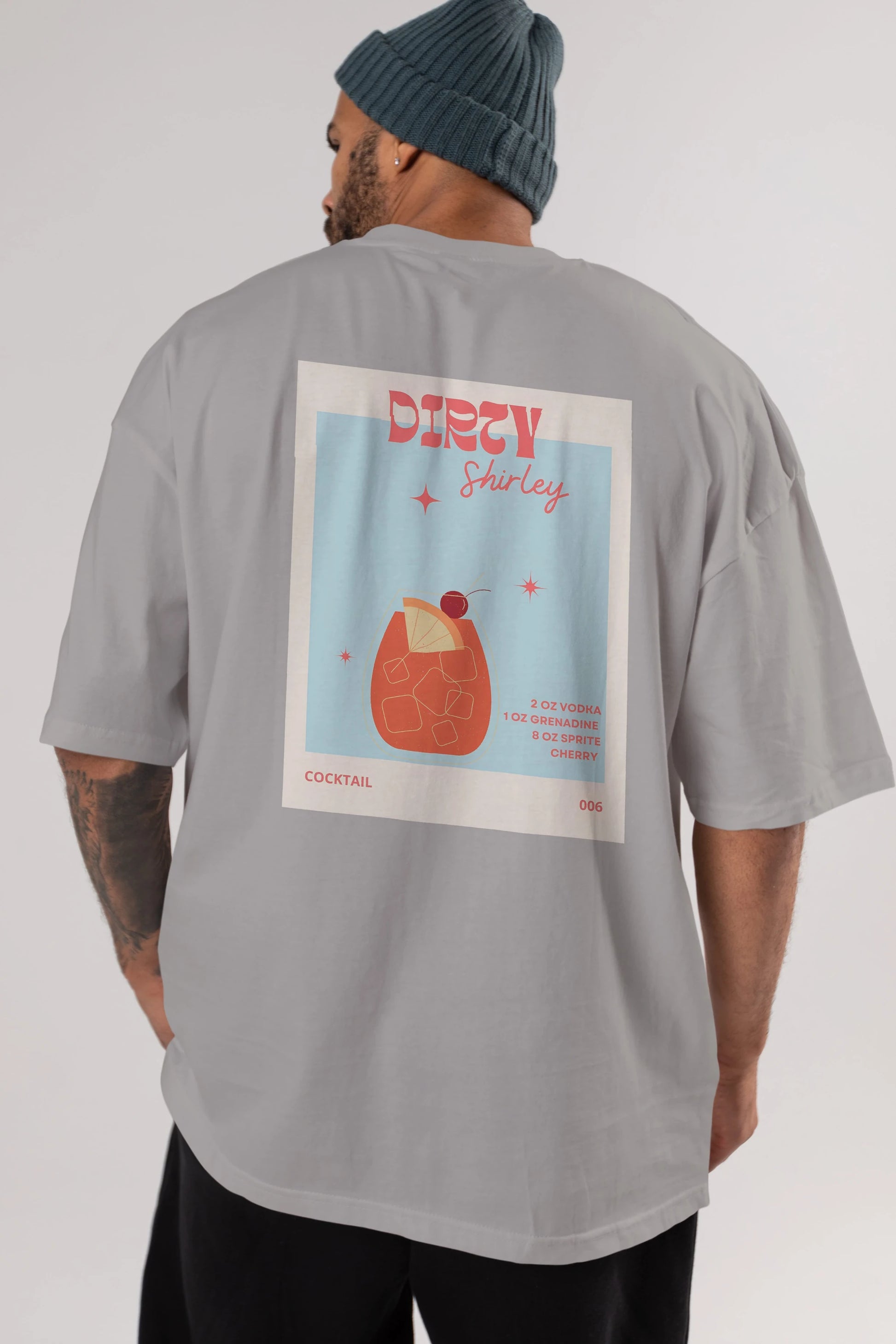 Dirty Shirley Arka Baskılı Oversize t-shirt Erkek Kadın Unisex %100 Pamuk Bisiklet Yaka tişort