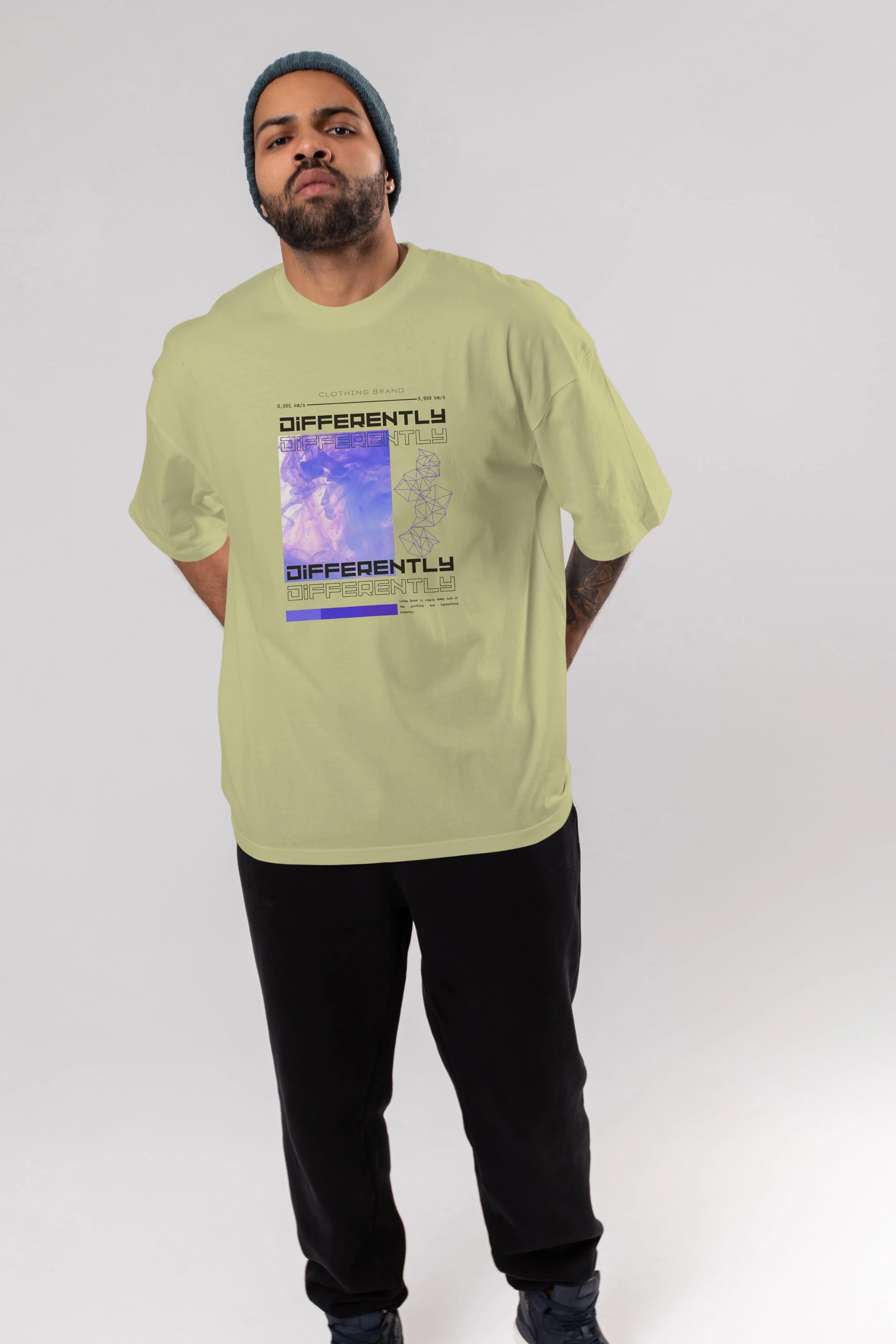 Differently Yazılı Ön Baskılı Oversize t-shirt Erkek Kadın Unisex