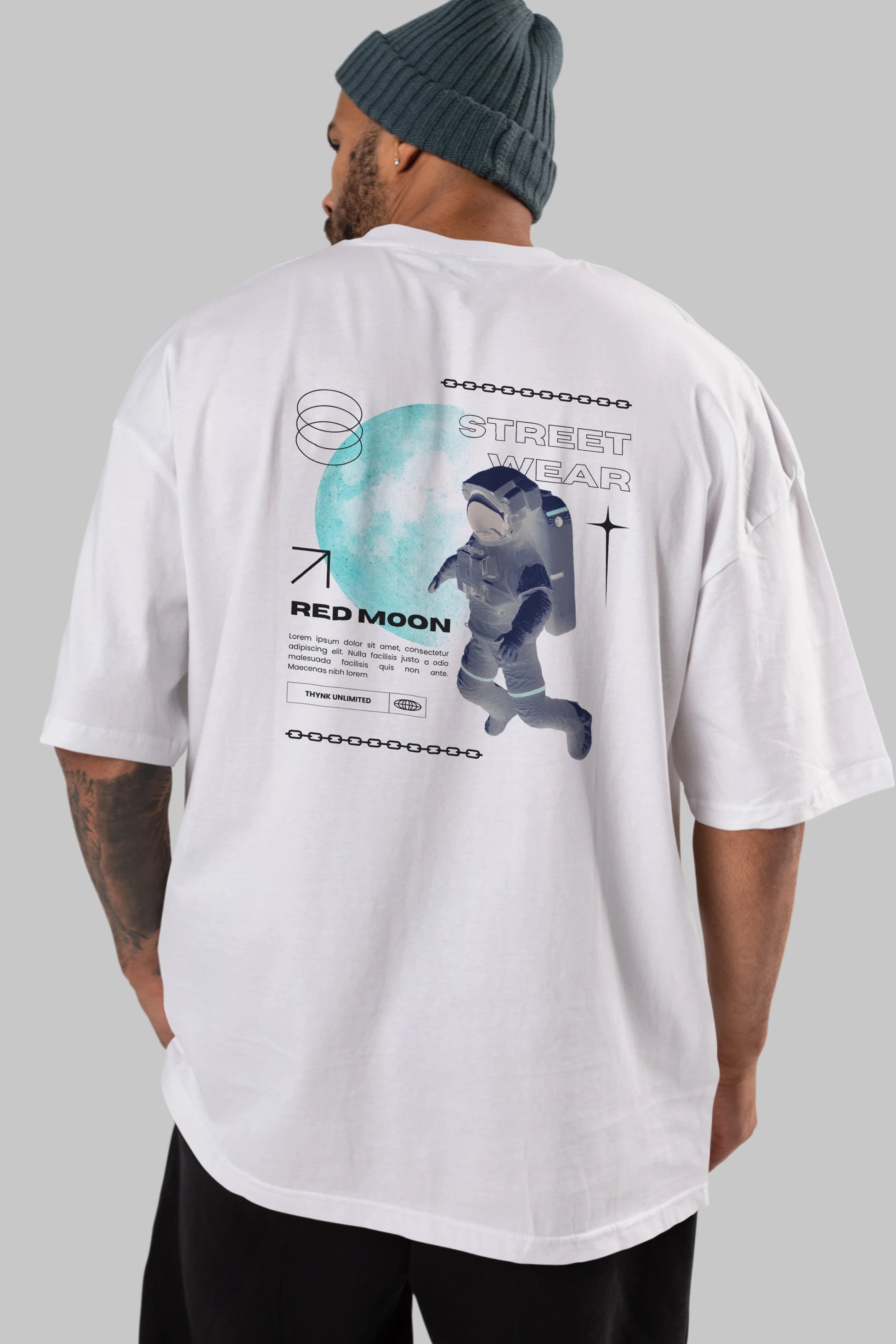 Red Moon Streetwear Arka Baskılı Oversize t-shirt Erkek Kadın Unisex