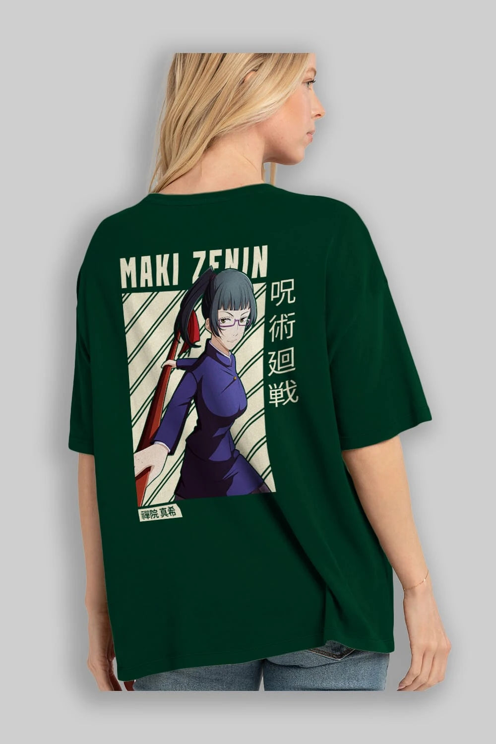 Maki Zenin CHAİNSAWMAN Anime Arka Baskılı Oversize t-shirt Erkek Kadın Unisex