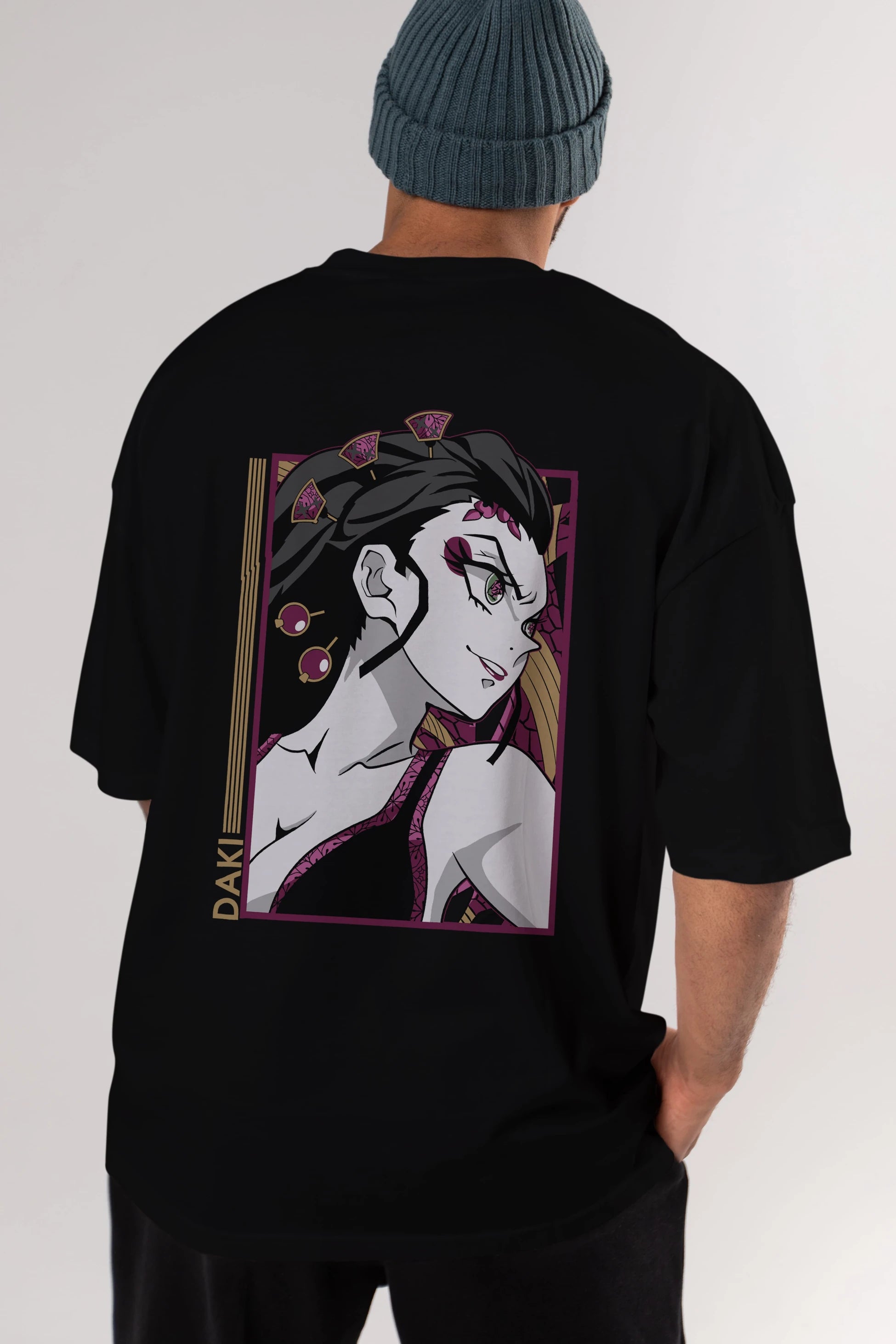 Daki DEMION SLAYER Anime Arka Baskılı Oversize t-shirt Erkek Kadın Unisex