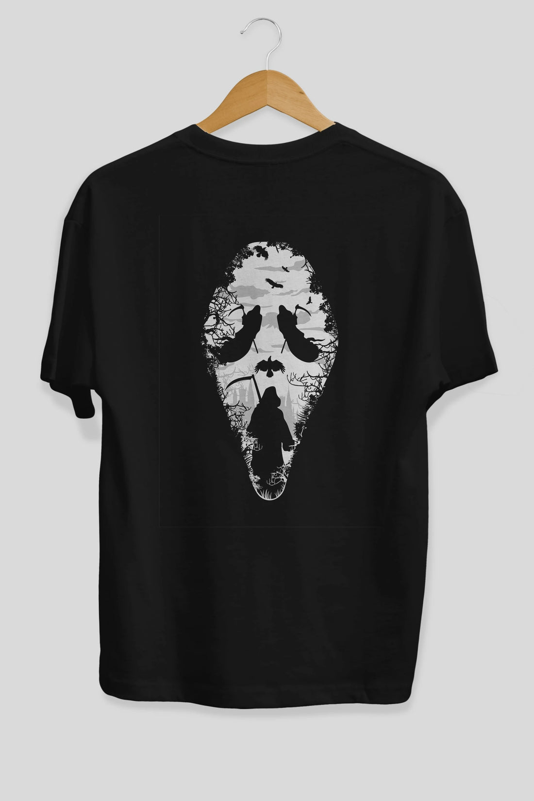 Reaper Scream Arka Baskılı Oversize t-shirt %100 pamuk Erkek Kadın Unisex