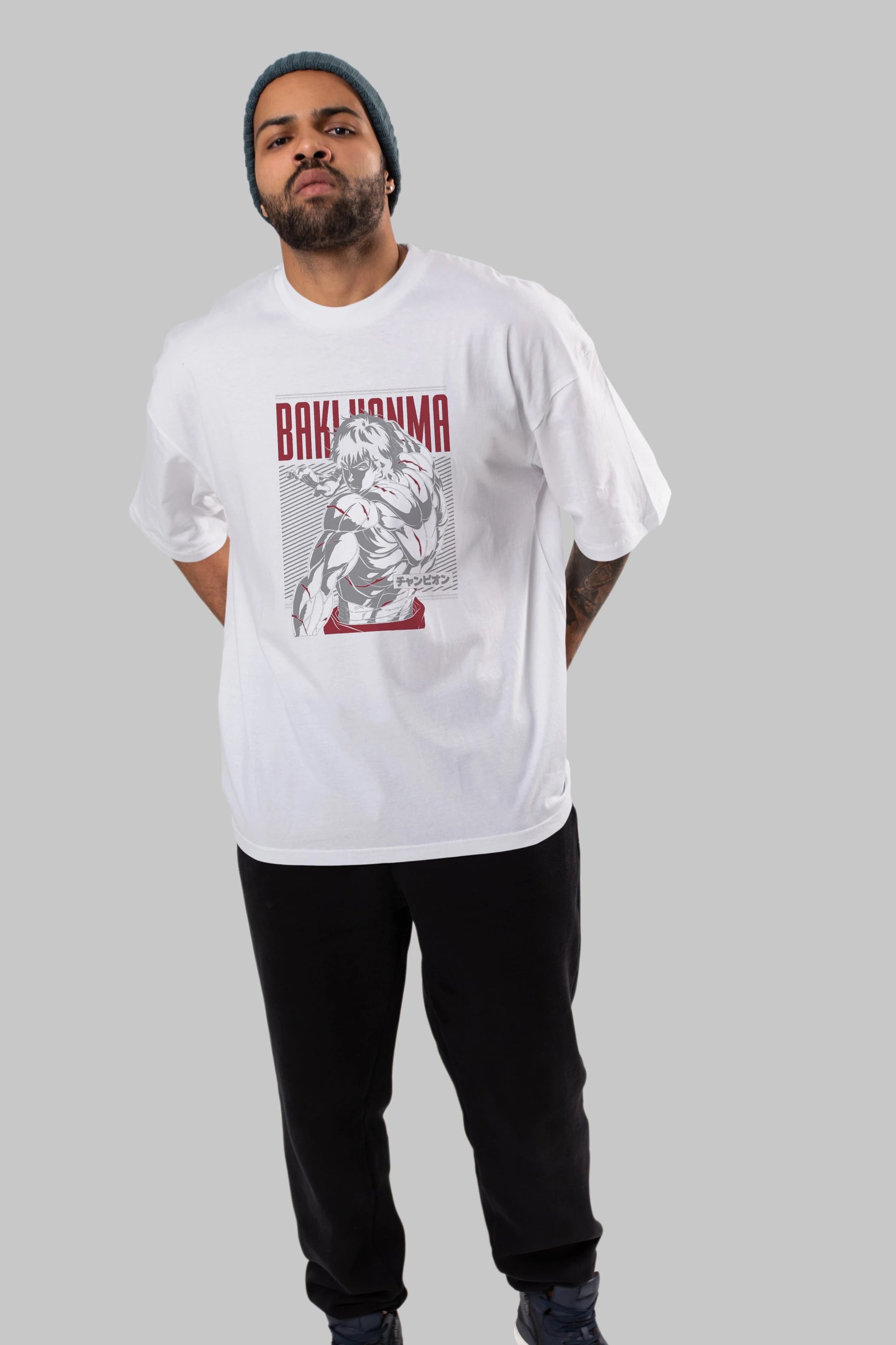 BAKI HANMA Anime Ön Baskılı Oversize t-shirt %100 pamuk Erkek Kadın Unisex
