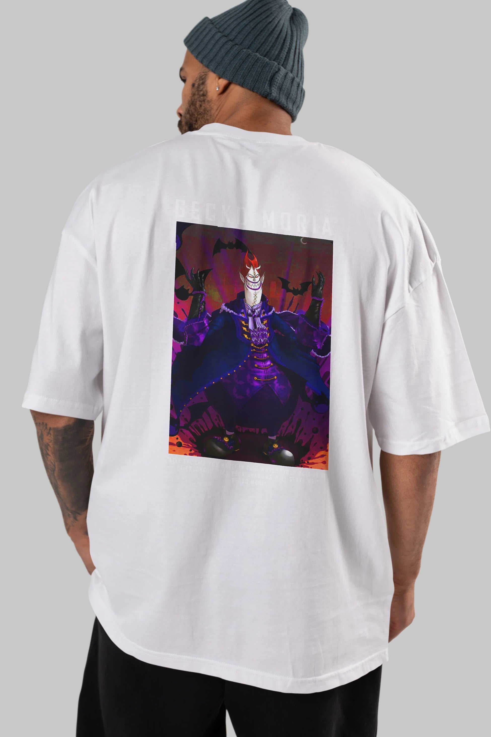 Gecko Moria Anime Arka Baskılı Oversize t-shirt Erkek Kadın Unisex %100 pamuk tişort