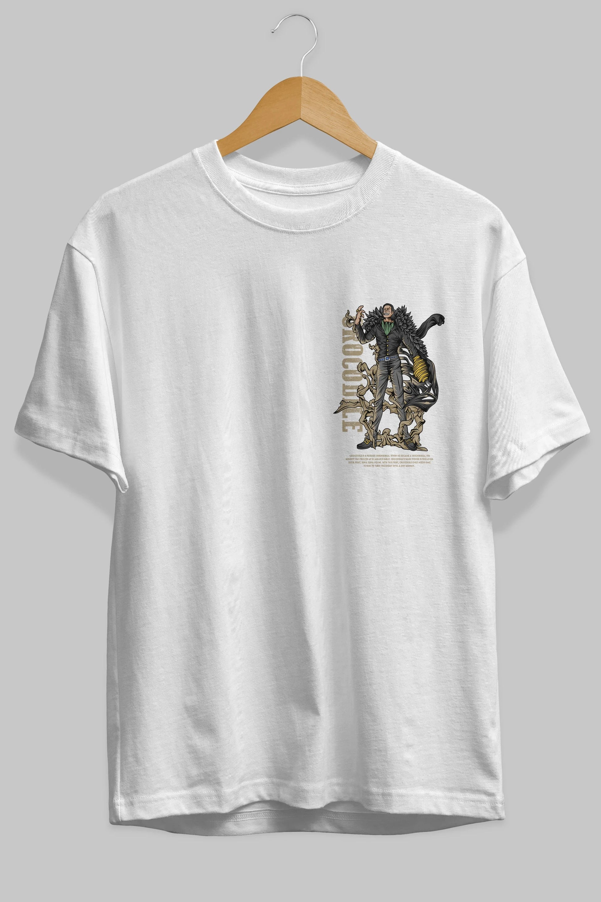 Crocodile Ön Sol Baskılı Oversize t-shirt Erkek Kadın Unisex %100 Pamuk Bisiklet Yaka tişort