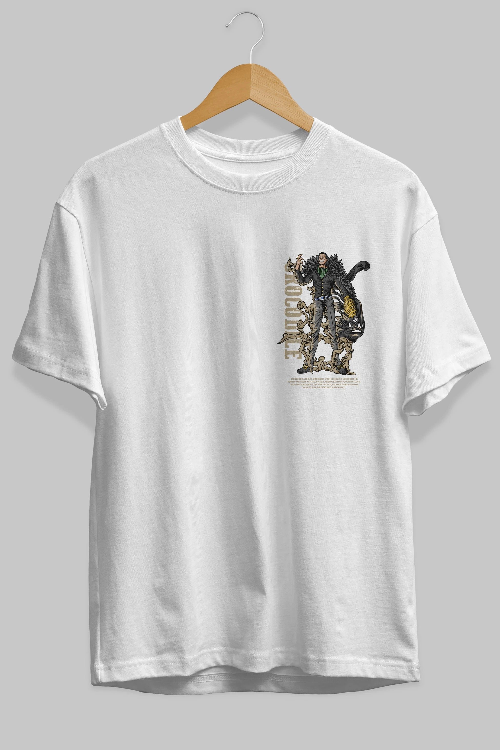 Crocodile Ön Sol Baskılı Oversize t-shirt Erkek Kadın Unisex %100 Pamuk Bisiklet Yaka tişort