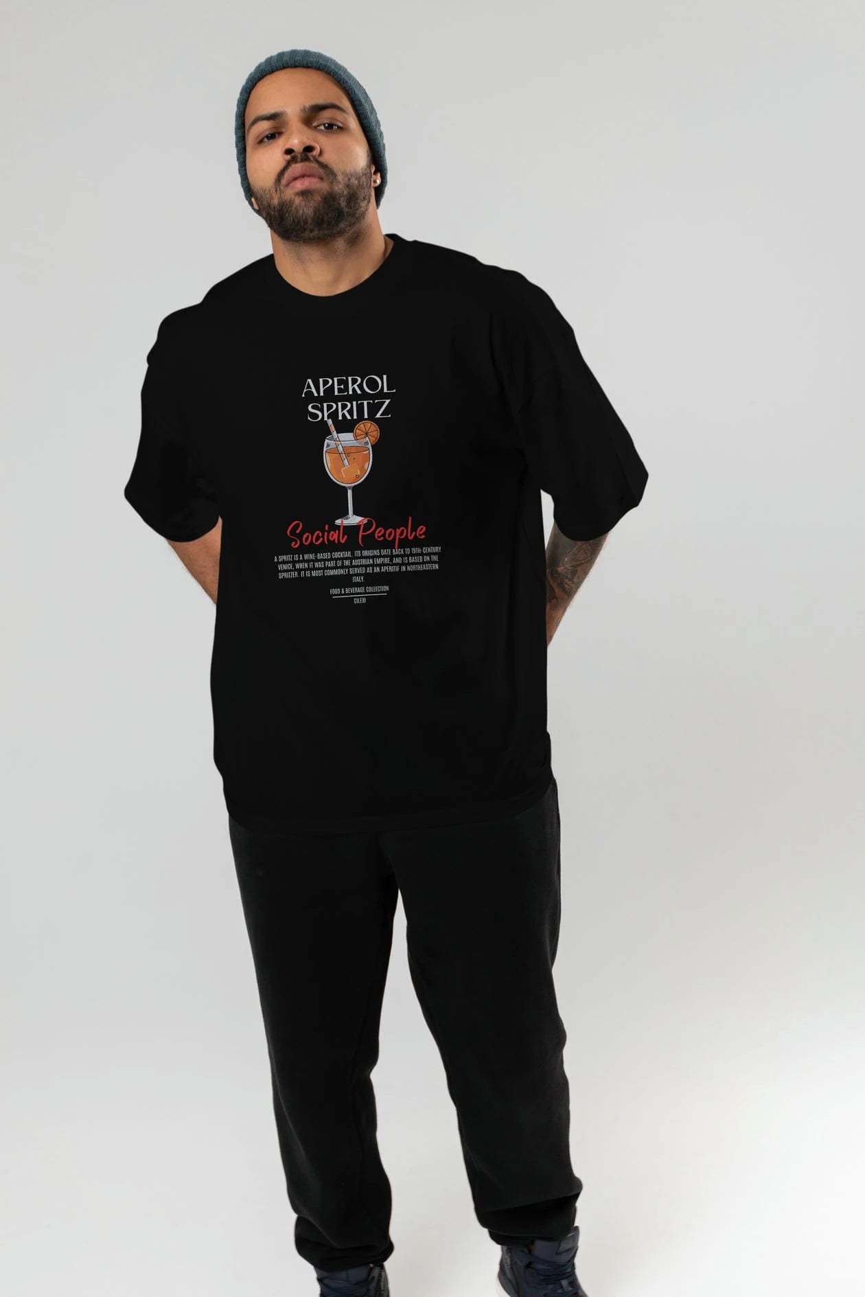 Aperol Sprıtz Kokteyl Serisi ön Baskılı Oversize t-shirt Erkek Kadın %100 Pamuk Bisiklet Yaka tişort