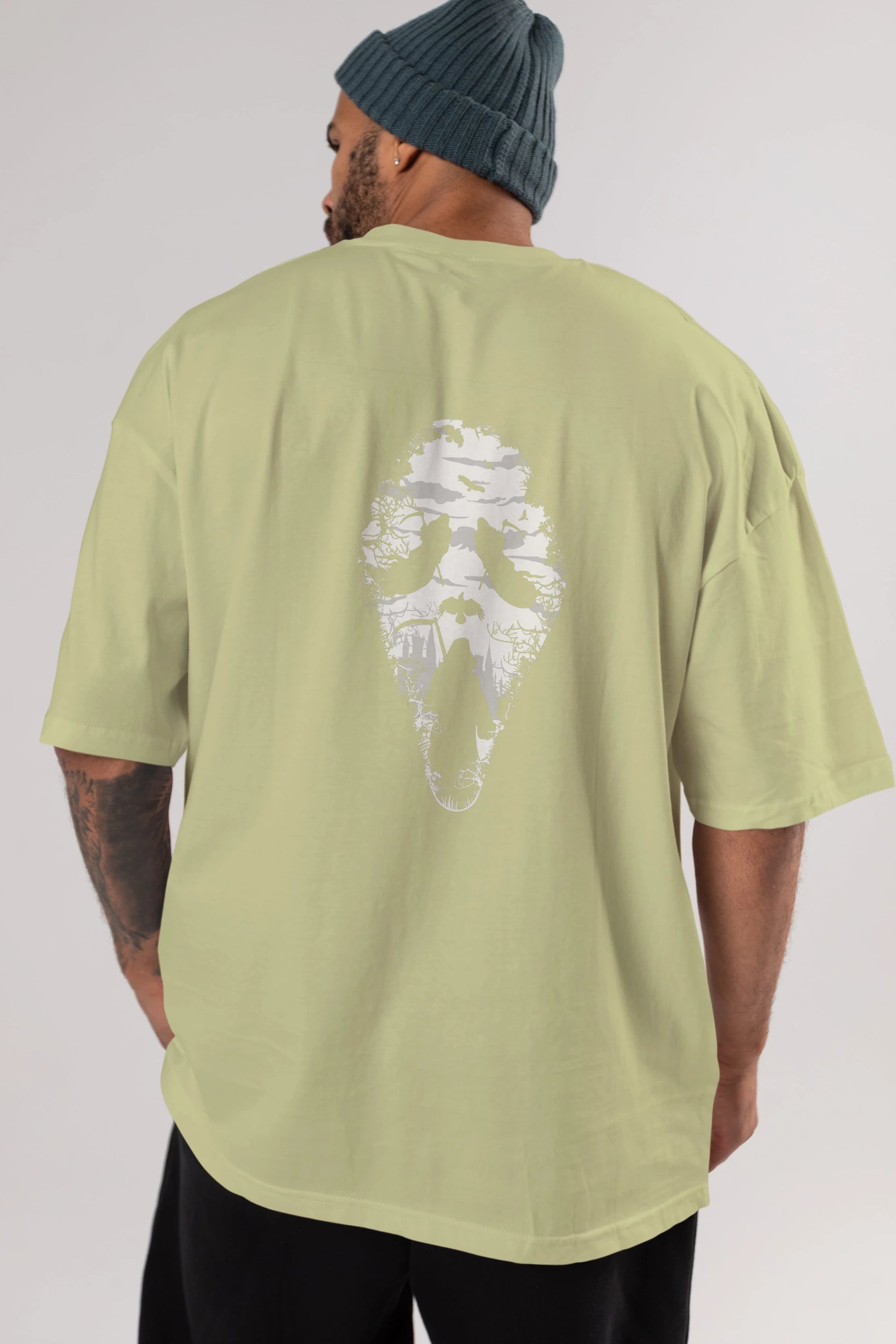 Reaper Scream Arka Baskılı Oversize t-shirt %100 pamuk Erkek Kadın Unisex