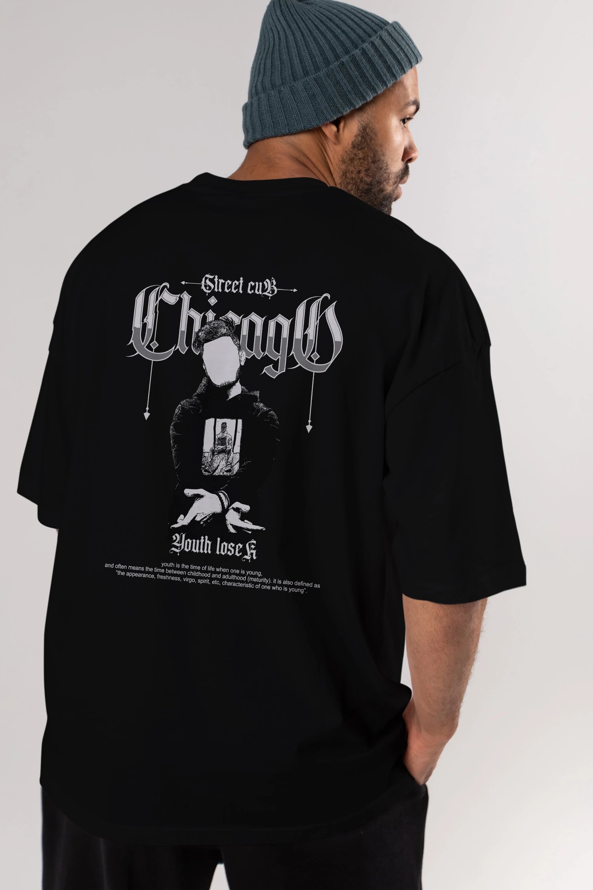 Chicago Street Club Arka Baskılı Oversize t-shirt Erkek Kadın Unisex