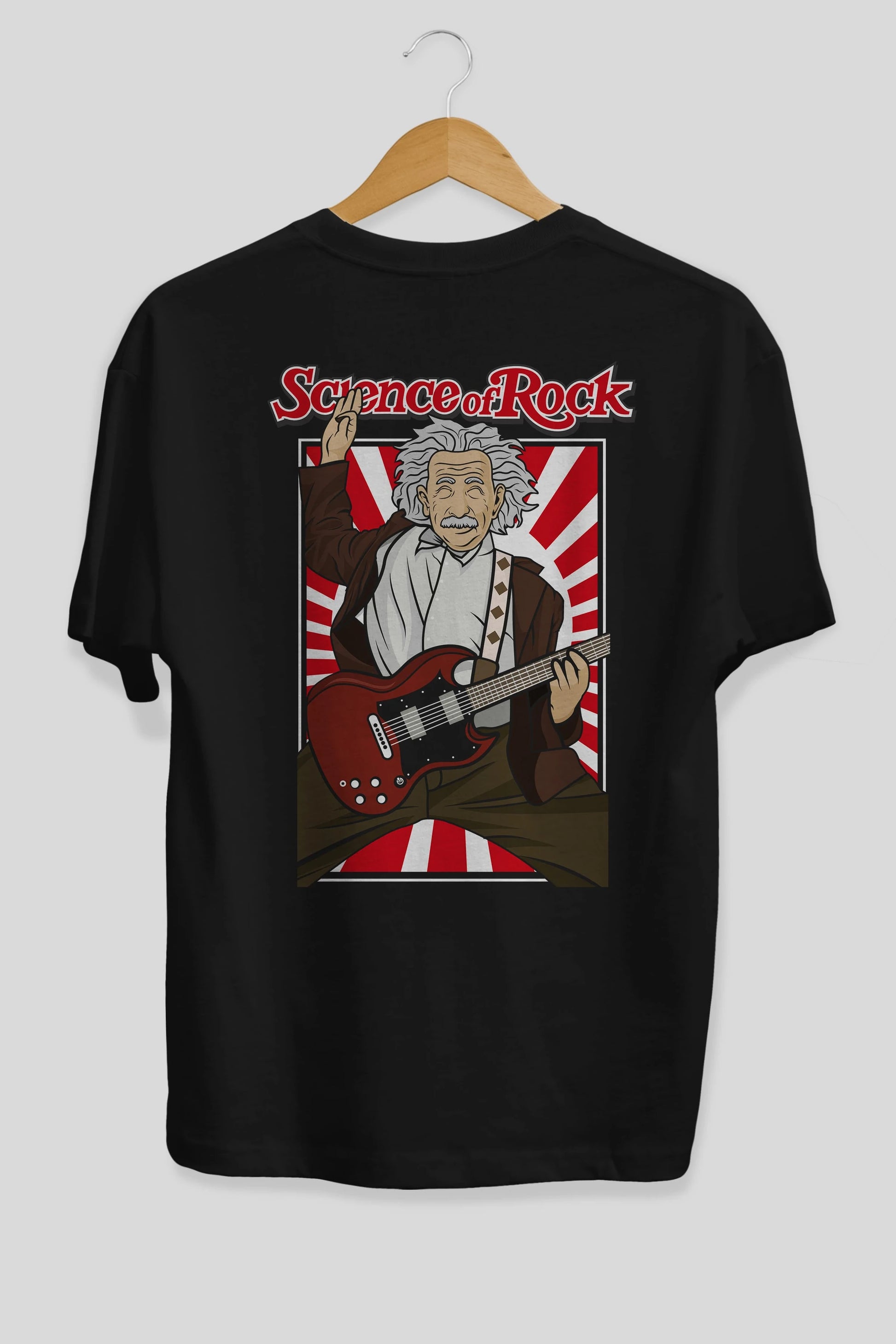 Einstein Science Of Rock Arka Baskılı Oversize t-shirt Erkek Kadın Unisex %100 Pamuk tişort