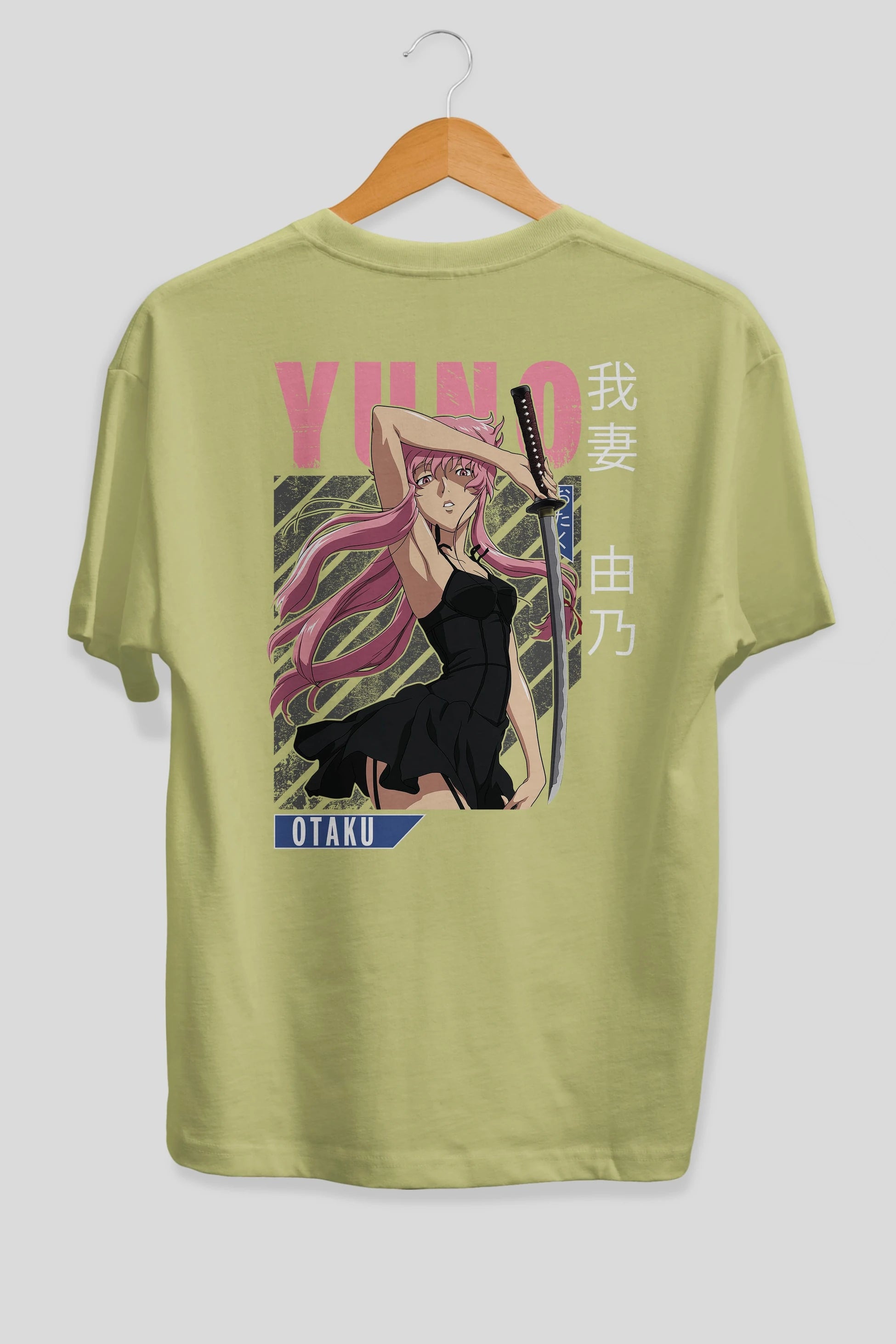 Yuno Gasai 5 Anime Arka Baskılı Oversize t-shirt Erkek Kadın Unisex