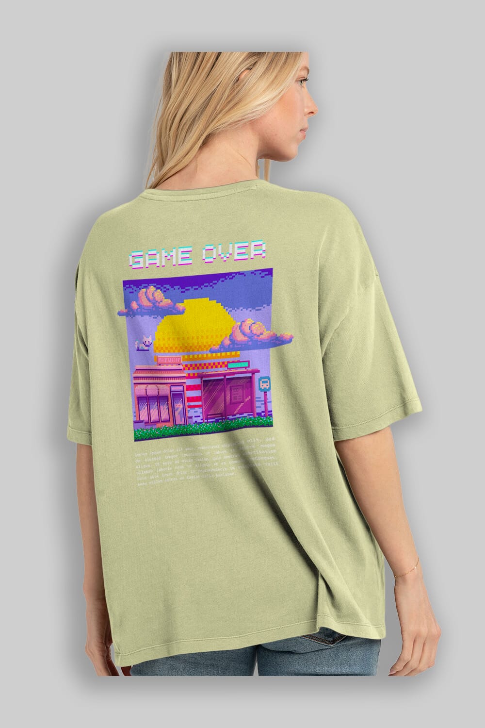 Game Over Yazılı Arka Baskılı Oversize t-shirt Erkek Kadın Unisex