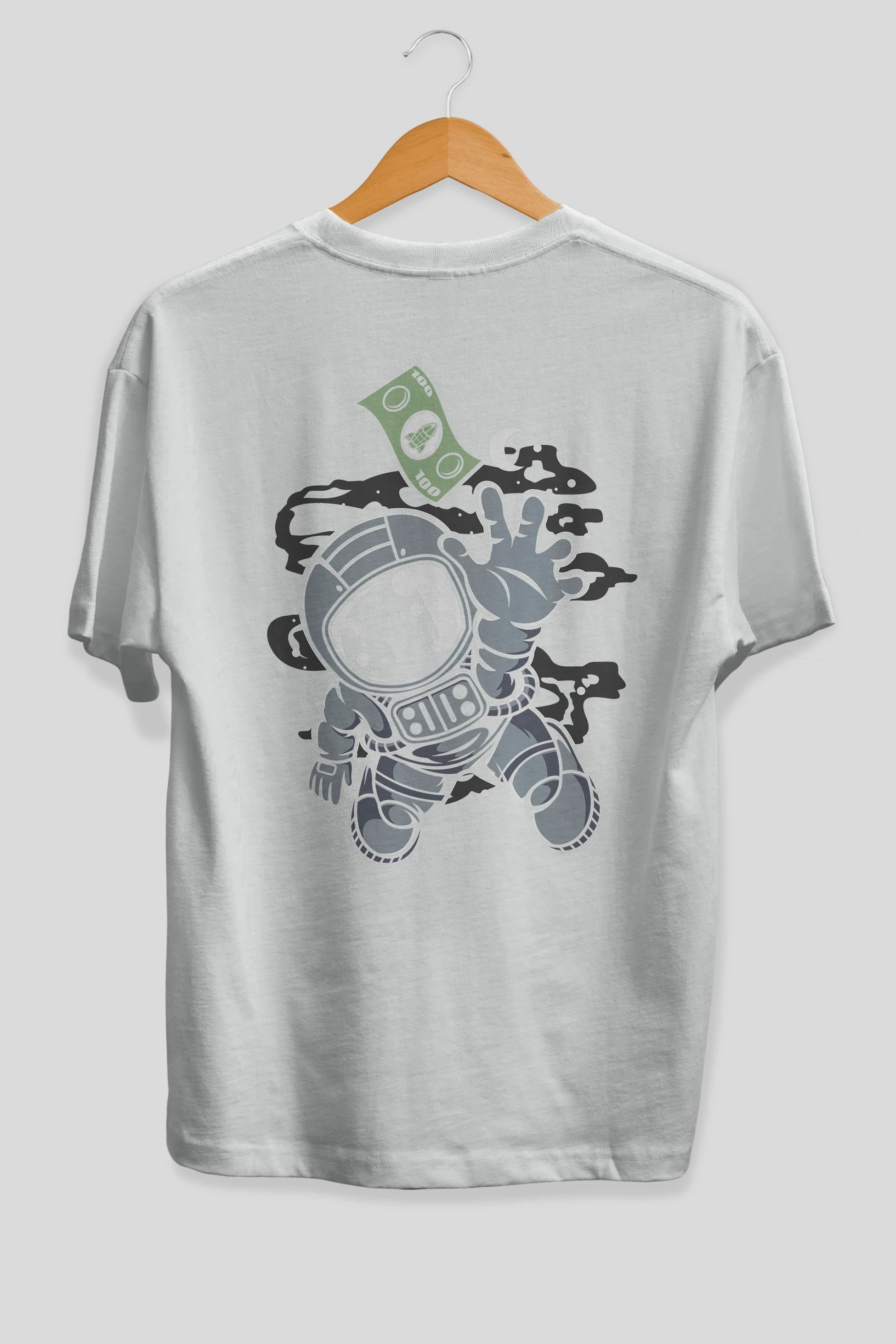 Astronaut Dollar Arka Baskılı Oversize t-shirt Erkek Kadın Unisex