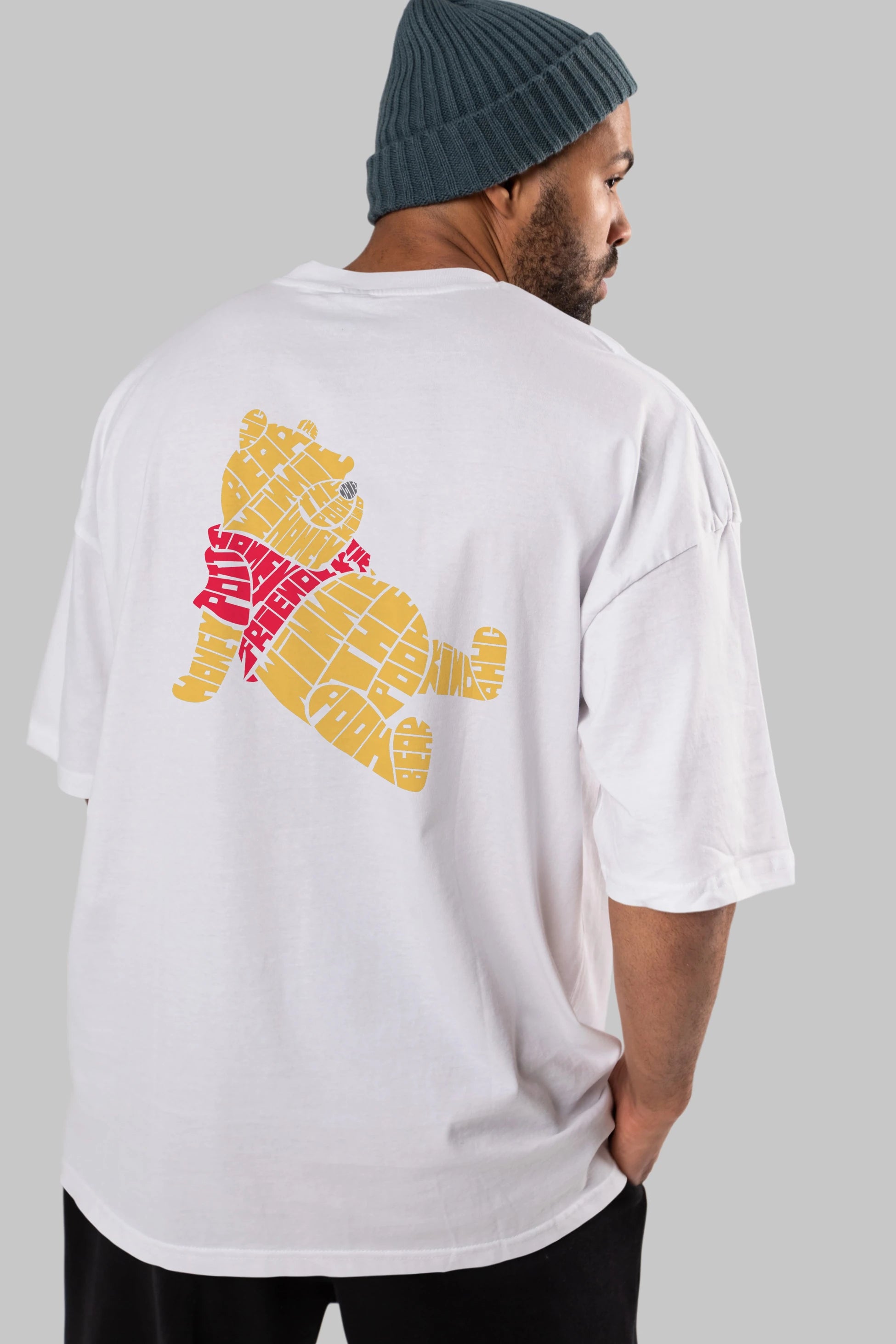 Winnie The Pooh Arka Baskılı Oversize t-shirt %100 pamuk Erkek Kadın Unisex