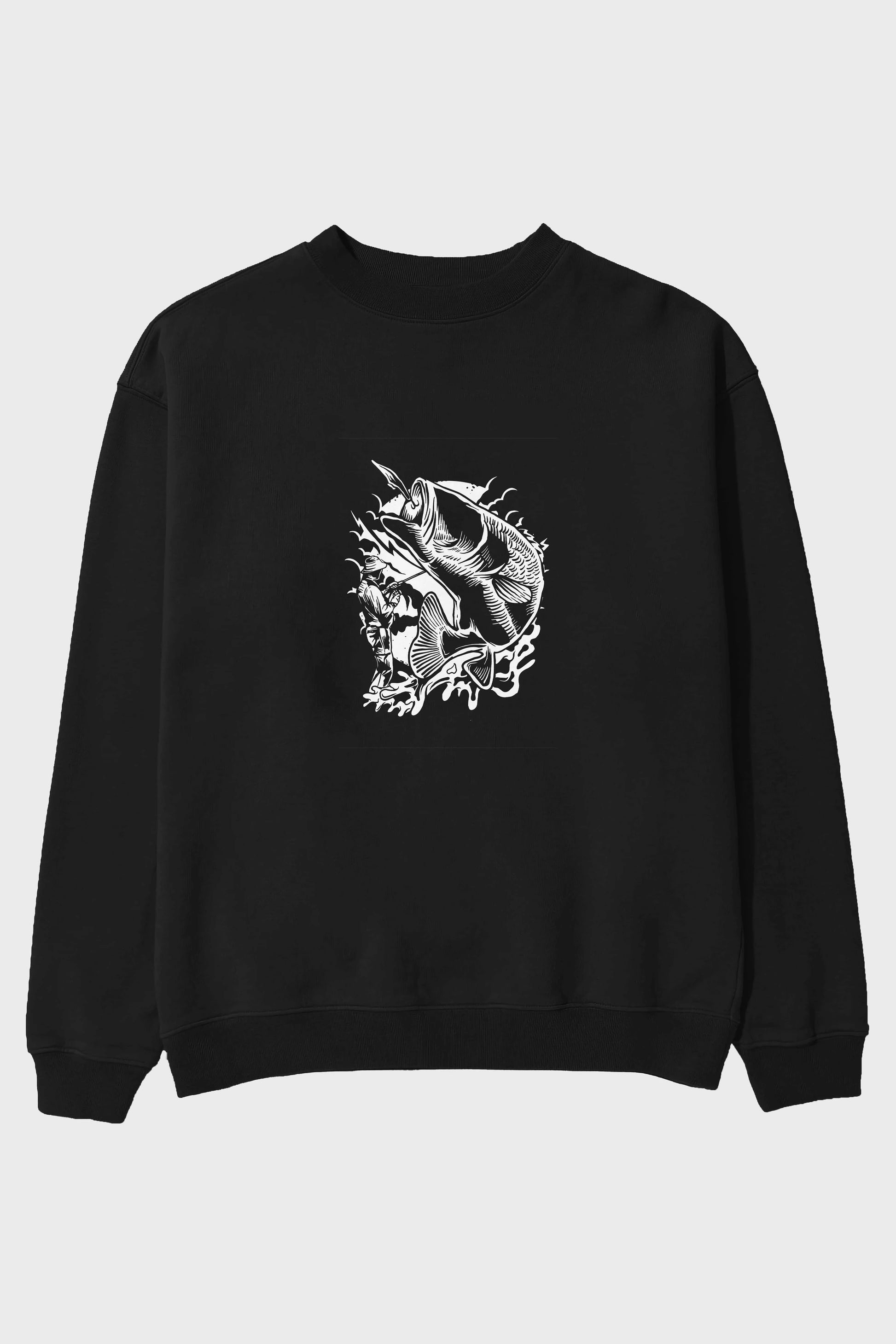 Fisherman Ön Baskılı Oversize Sweatshirt Erkek Kadın Unisex