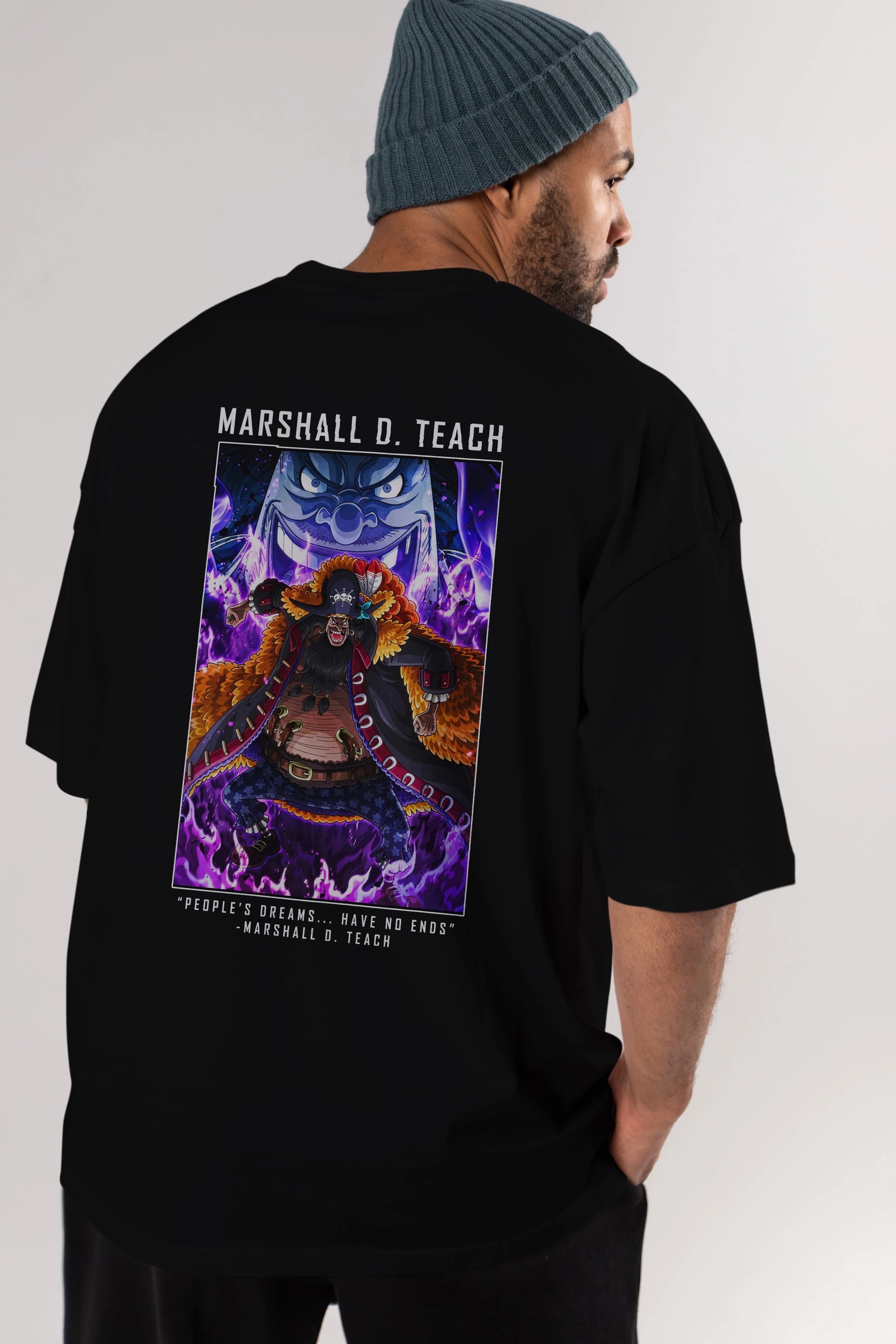 Blackbeard Anime Arka Baskılı Oversize t-shirt Erkek Kadın Unisex %100 pamuk tişort