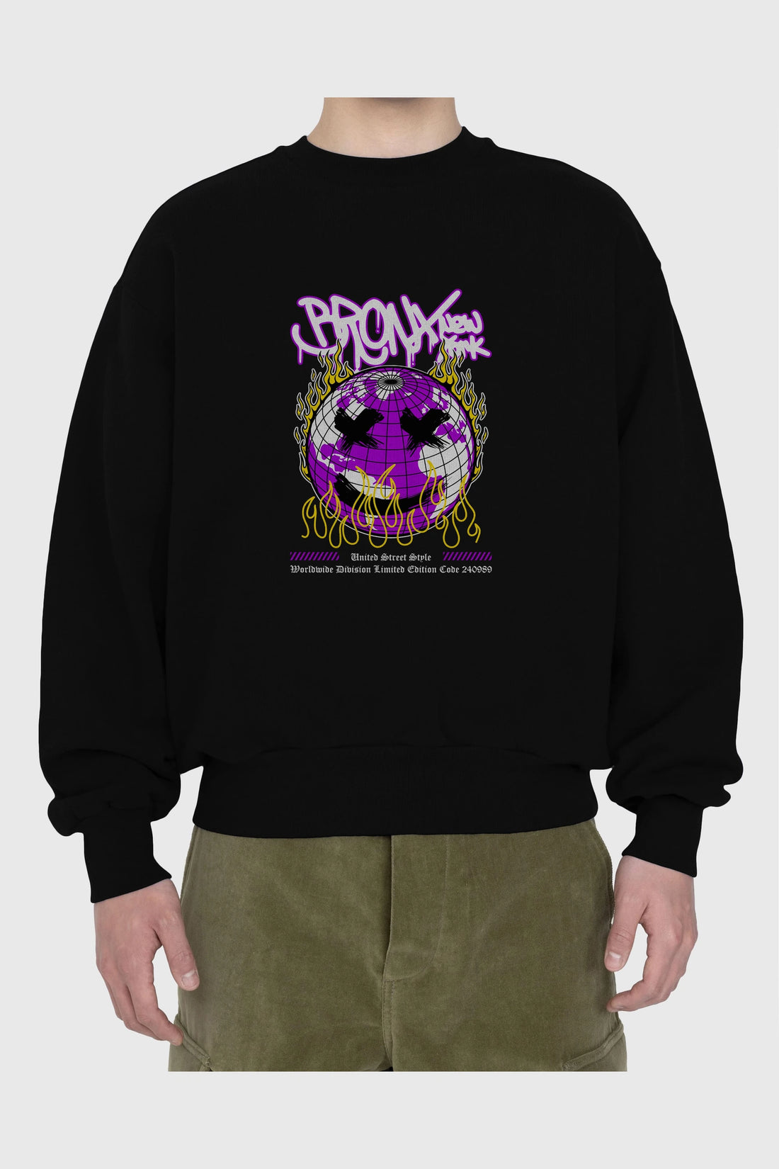 Bronx New York Ön Baskılı Oversize Sweatshirt Erkek Kadın Unisex