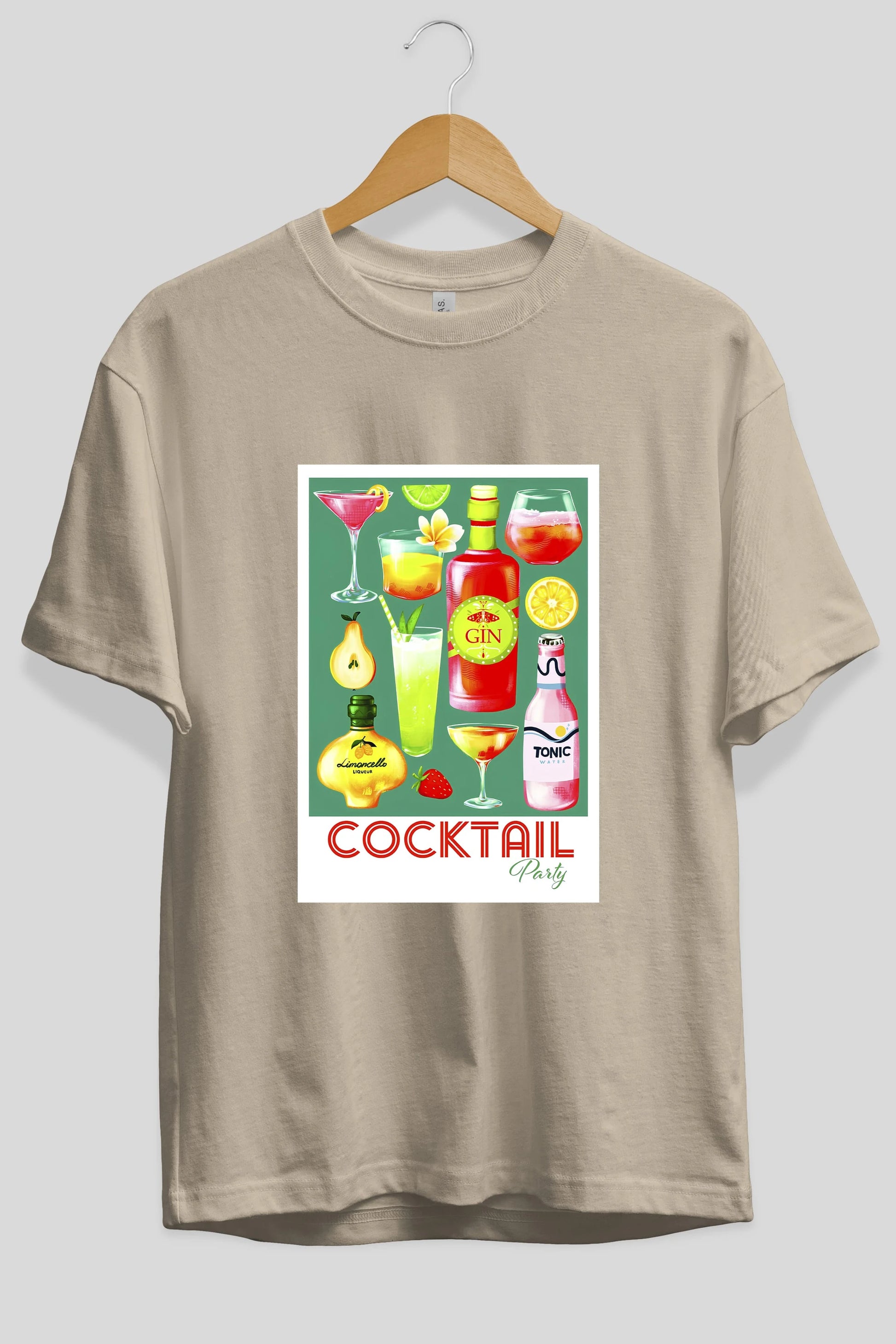 Cocktail Party 2 Ön Baskılı Oversize t-shirt Erkek Kadın Unisex %100 Pamuk Bisiklet Yaka tişort