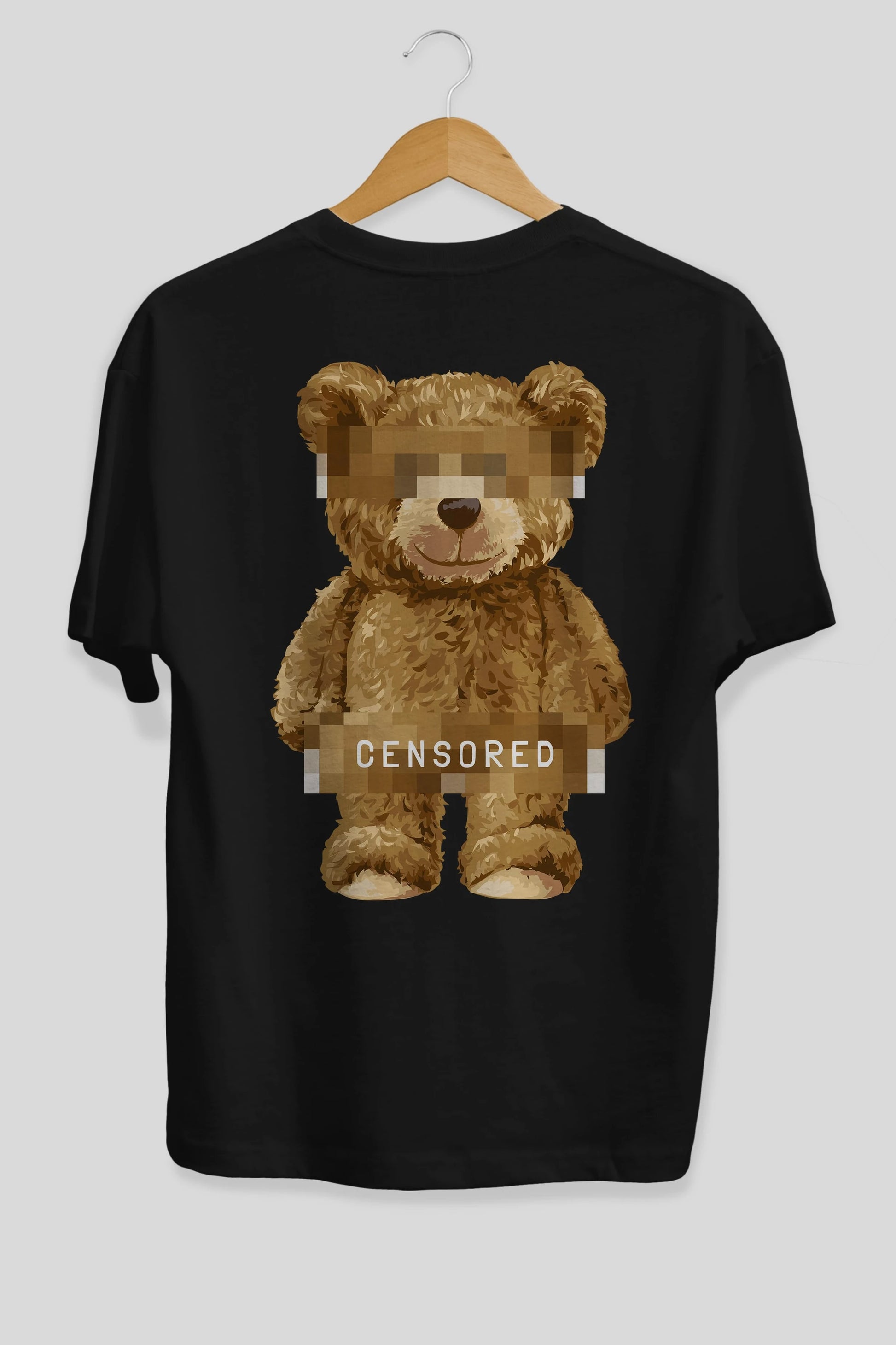 Teddy Bear Censored Arka Baskılı Oversize t-shirt Erkek Kadın Unisex %100 Pamuk