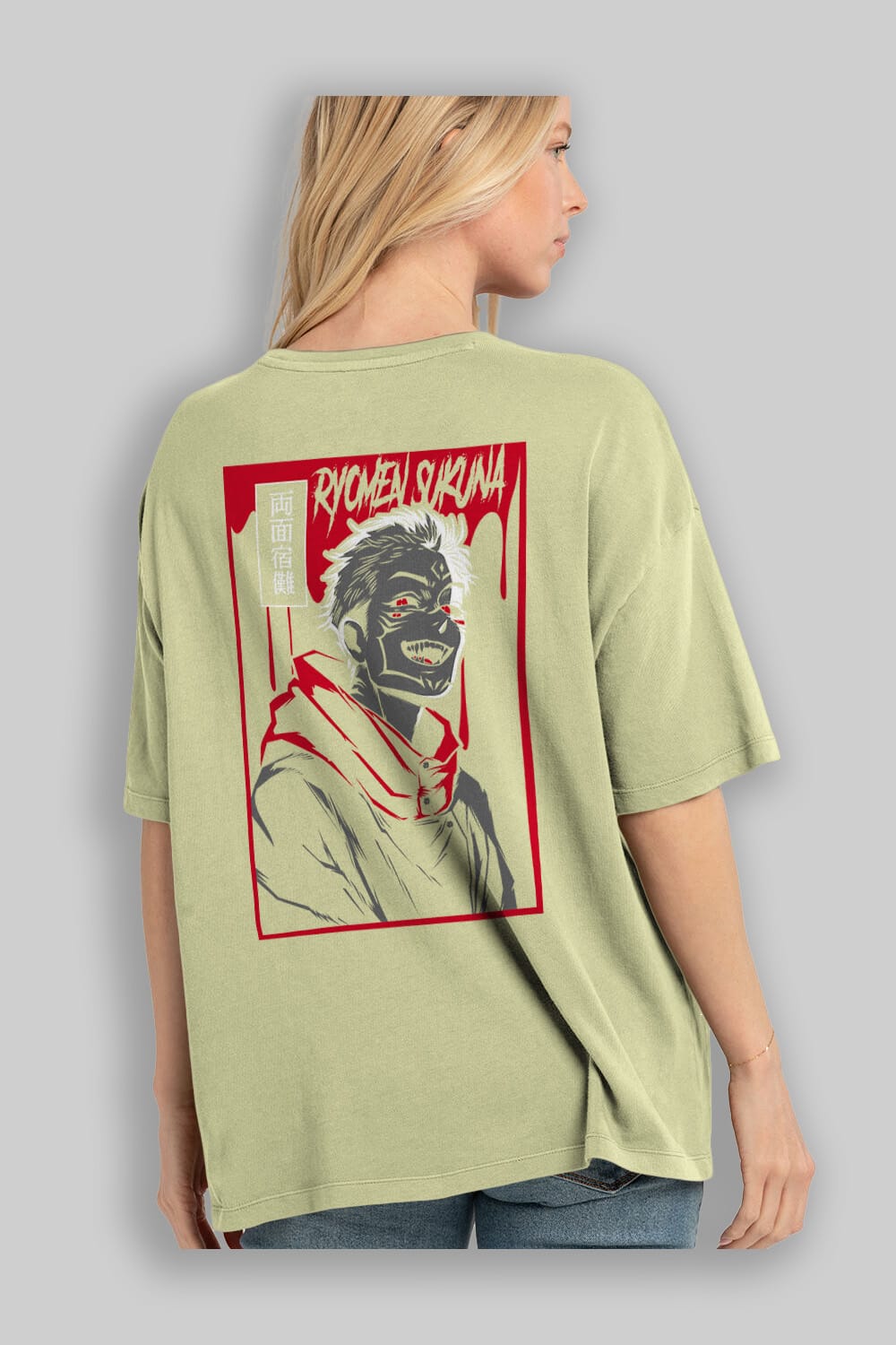 SUKUNA Anime Arka Baskılı Oversize t-shirt Erkek Kadın Unisex