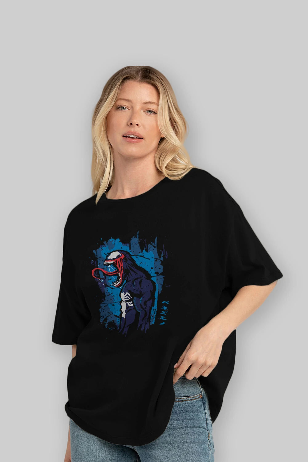 Venom (24) Ön Baskılı Oversize t-shirt Erkek Kadın Unisex %100 Pamuk Bisiklet Yaka tişort