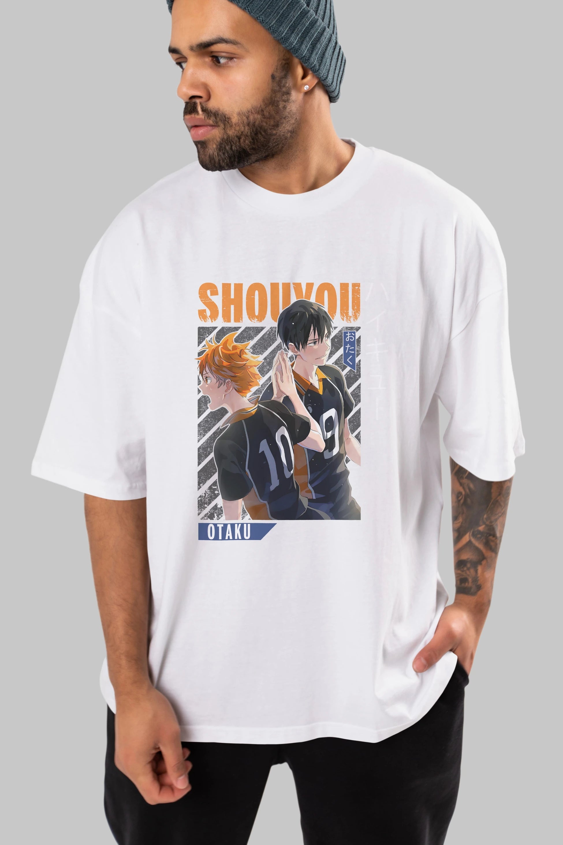 Shouyou Hinata 12 Anime Ön Baskılı Oversize t-shirt %100 pamuk Erkek Kadın Unisex