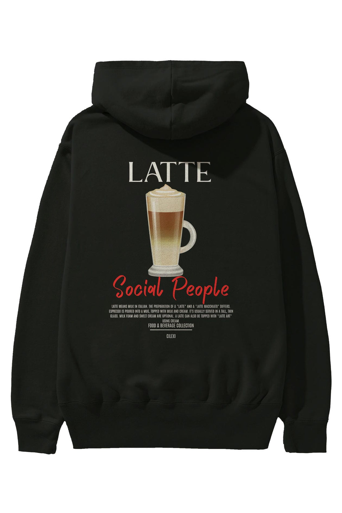 Latte Kokteyl Arka Baskılı Hoodie Oversize Kapüşonlu Sweatshirt Erkek Kadın
