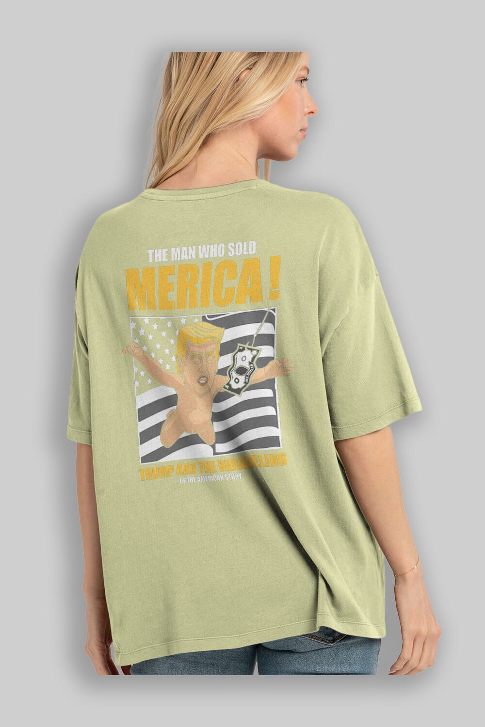 Trump Nirvana Arka Baskılı Oversize t-shirt Erkek Kadın Unisex %100 Pamuk tişort