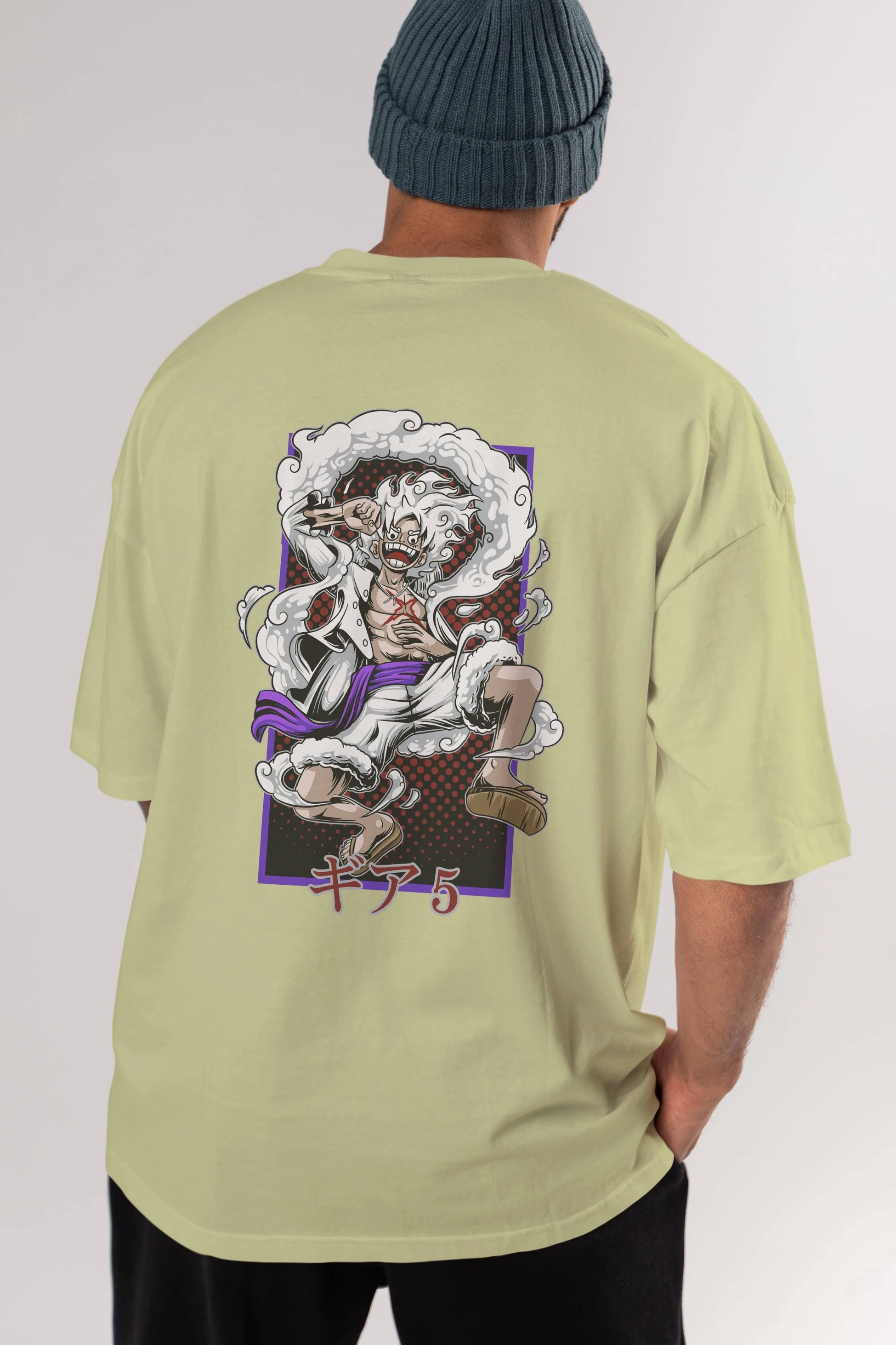 LUFFY GEAR 5 RECUADRO Anime Arka Baskılı Oversize t-shirt Erkek Kadın Unisex
