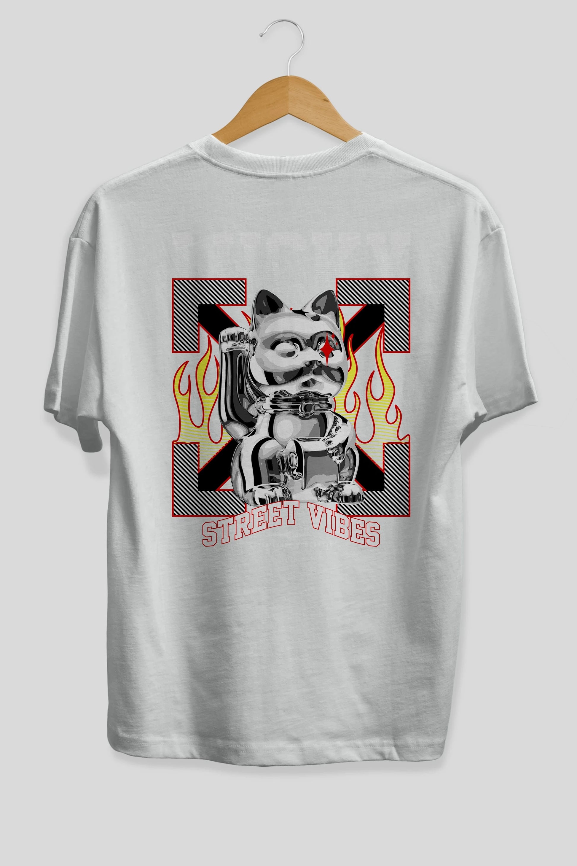Lucky Street Vibes Arka Baskılı Oversize t-shirt Erkek Kadın Unisex