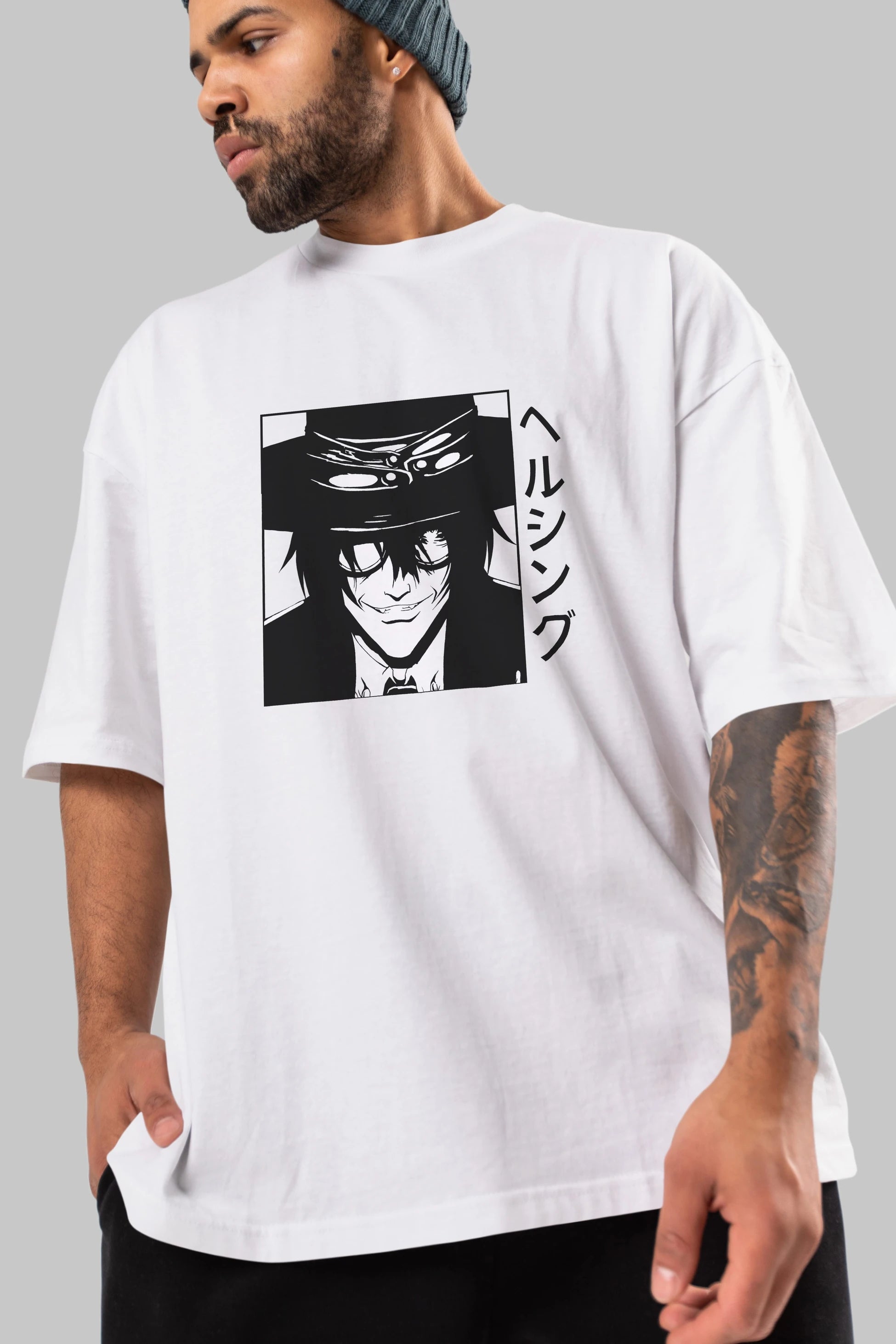 Alucard 1 Anime Ön Baskılı Oversize t-shirt %100 pamuk Erkek Kadın Unisex