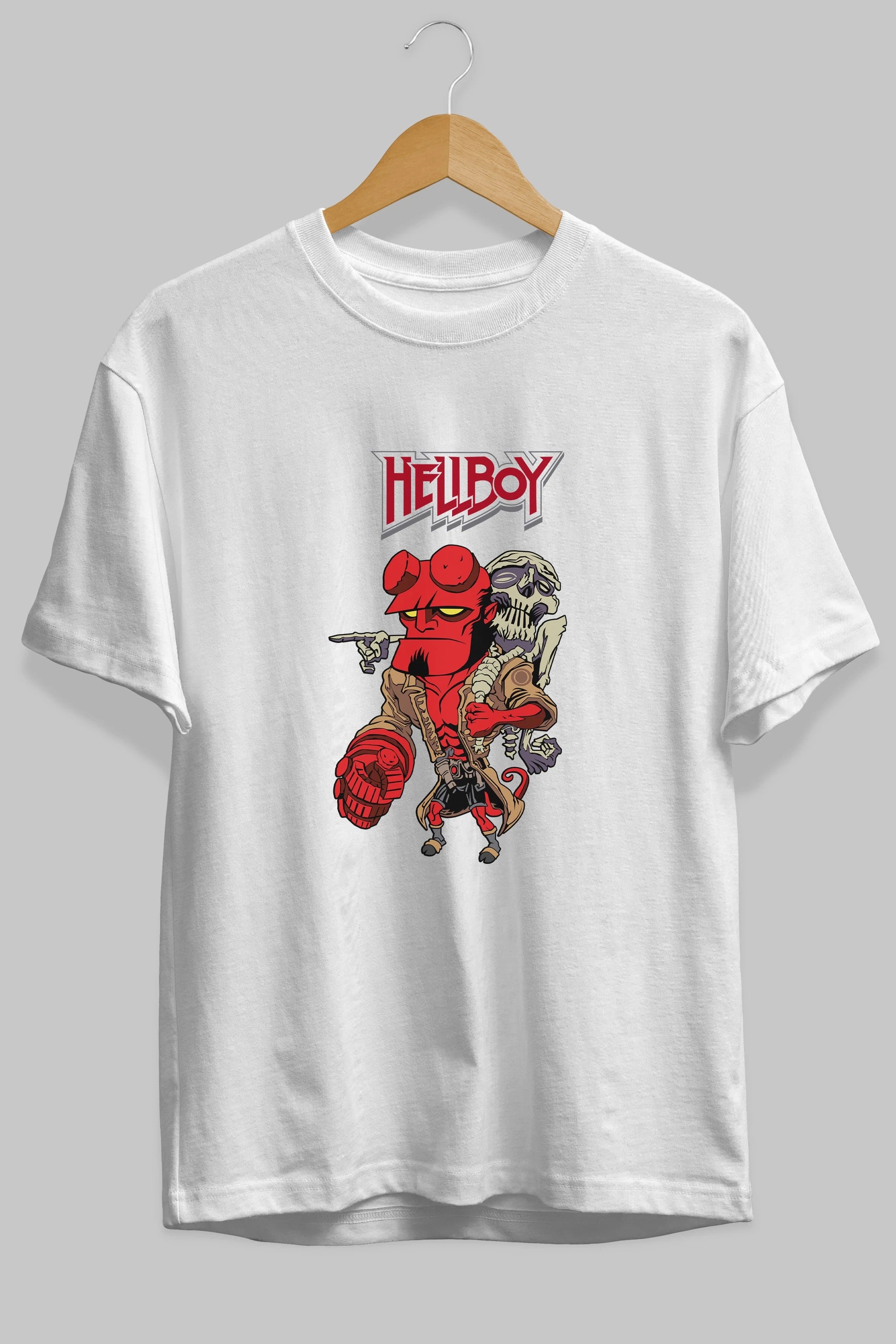 Hellboy (2) Ön Baskılı Oversize t-shirt Erkek Kadın Unisex %100 Pamuk Bisiklet Yaka tişort