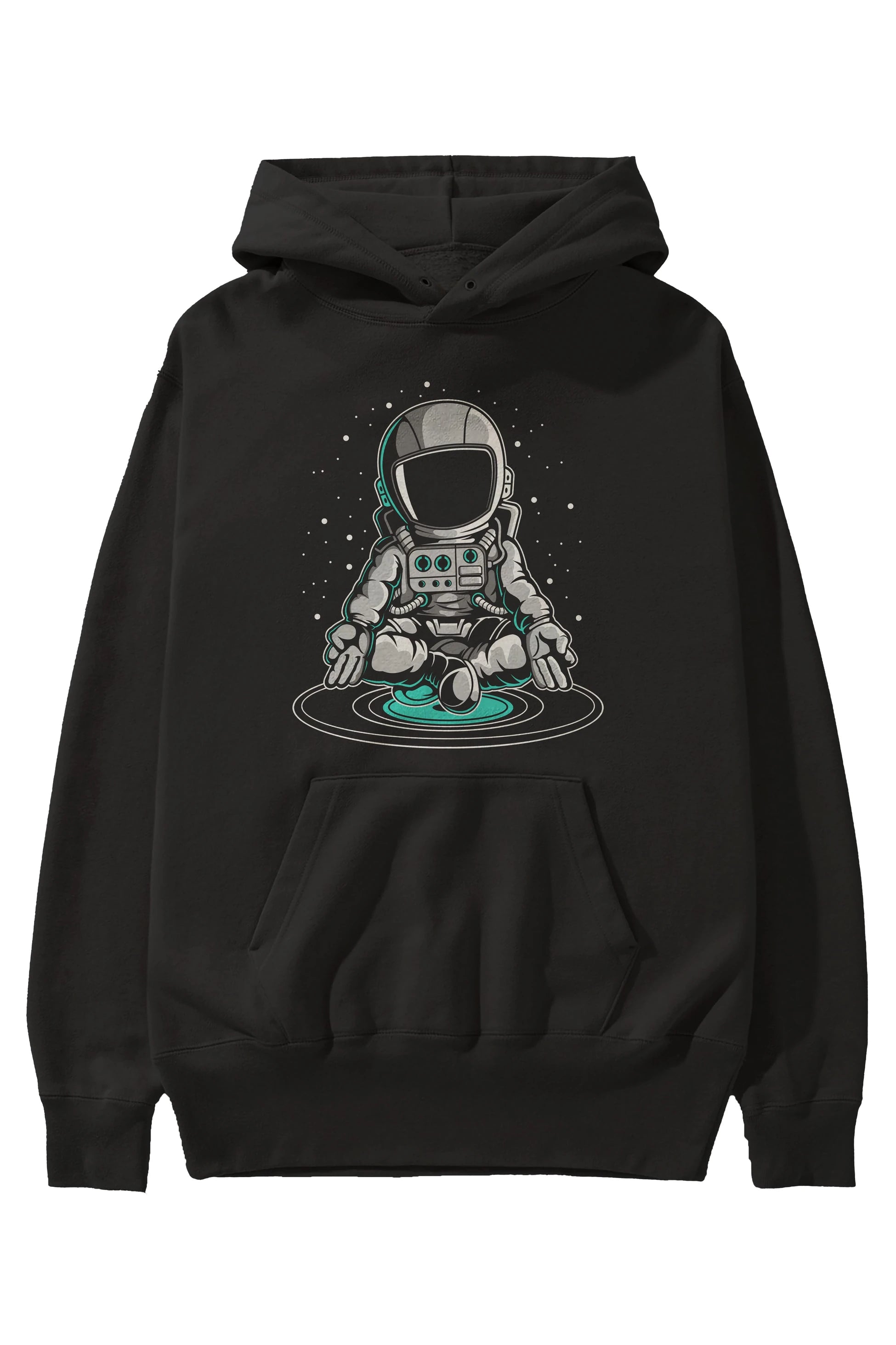 Astronaut Meditation Ön Baskılı Hoodie Oversize Kapüşonlu Sweatshirt Erkek Kadın Unisex