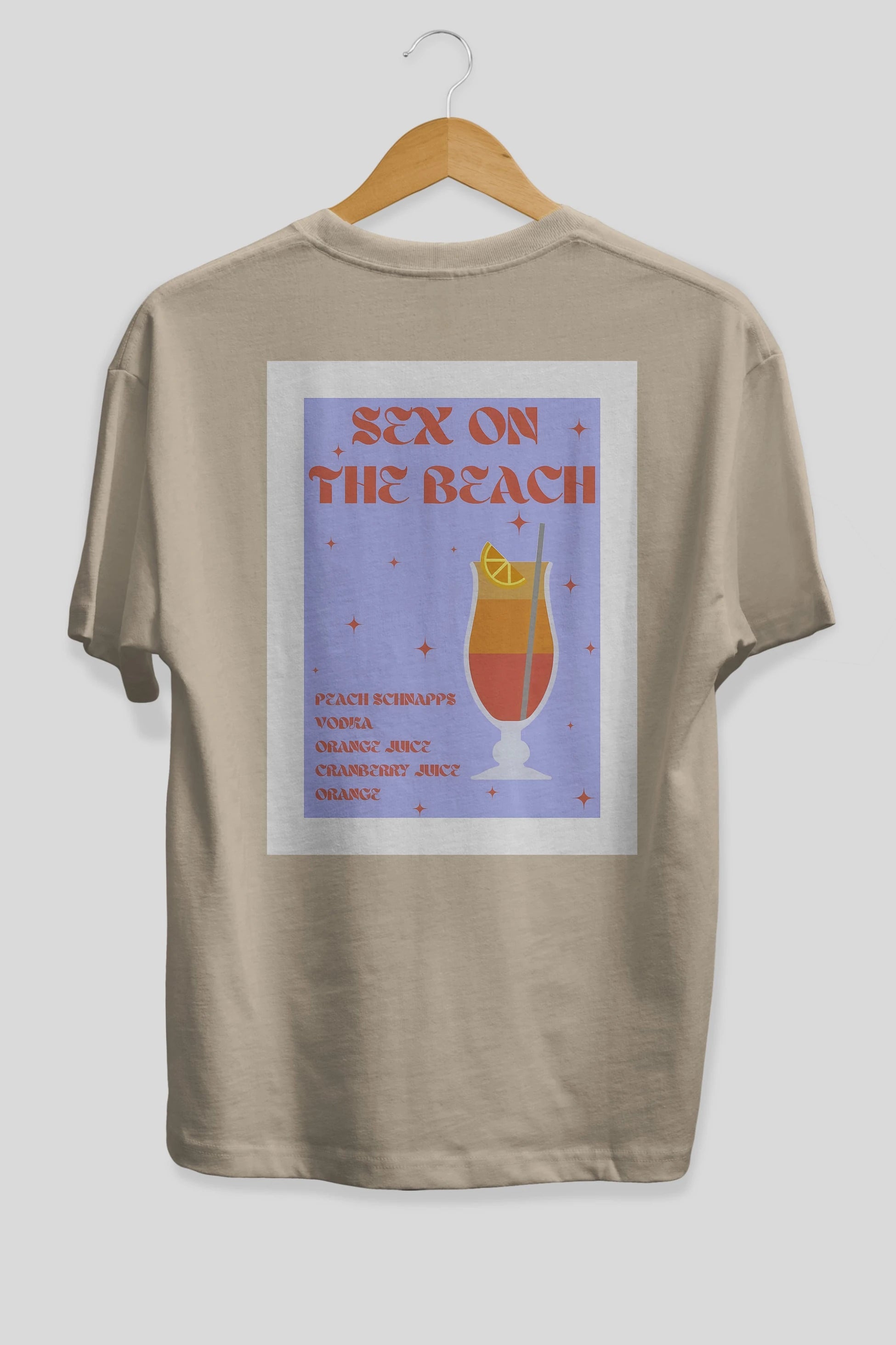 Sex On The Beach Arka Baskılı Oversize t-shirt Erkek Kadın Unisex %100 Pamuk Bisiklet Yaka tişort