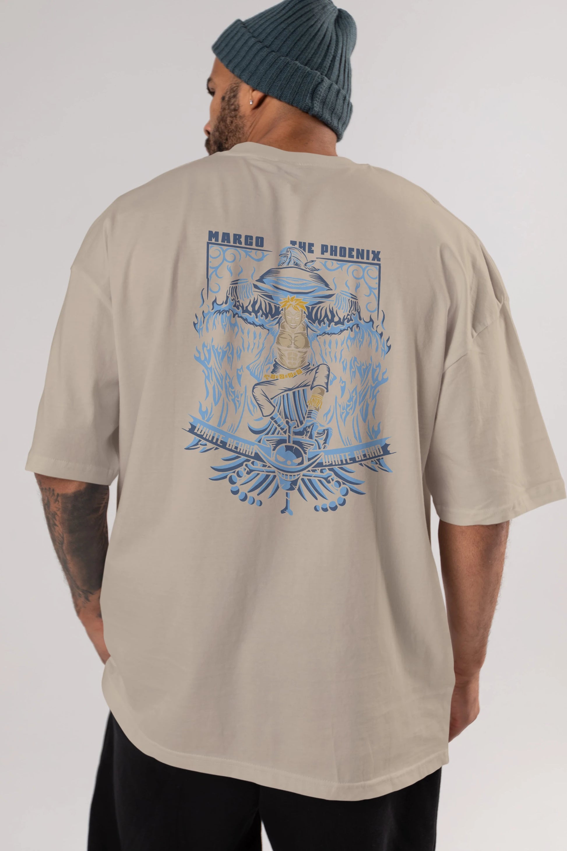 Marco the Phoenix Anime Arka Baskılı Oversize t-shirt Erkek Kadın Unisex %100 pamuk tişort